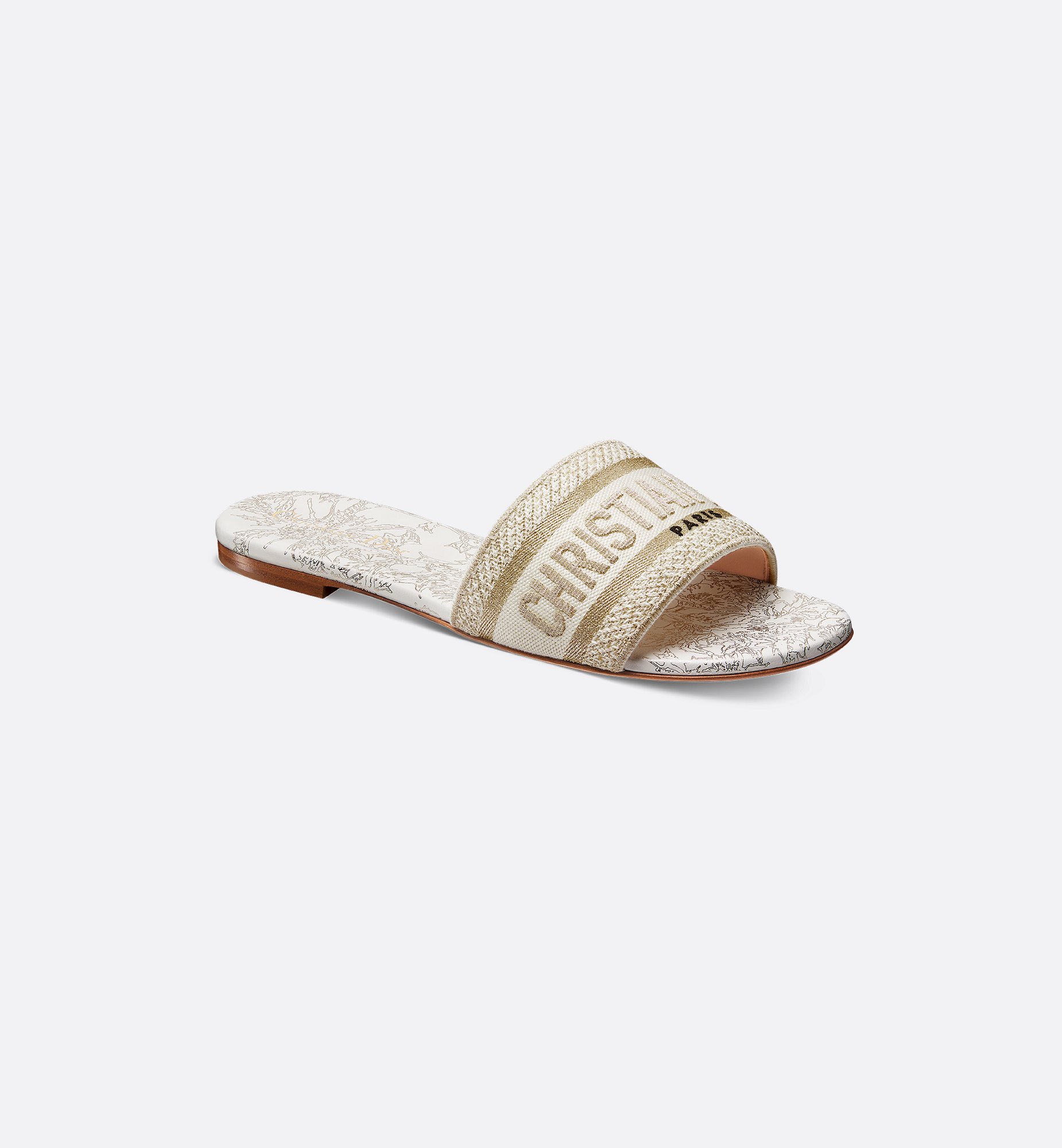 Dway Slide Cotton Embroidered with Metallic Thread and Black Dway Slide Cotton Embroidered with Metallic Thread and Black