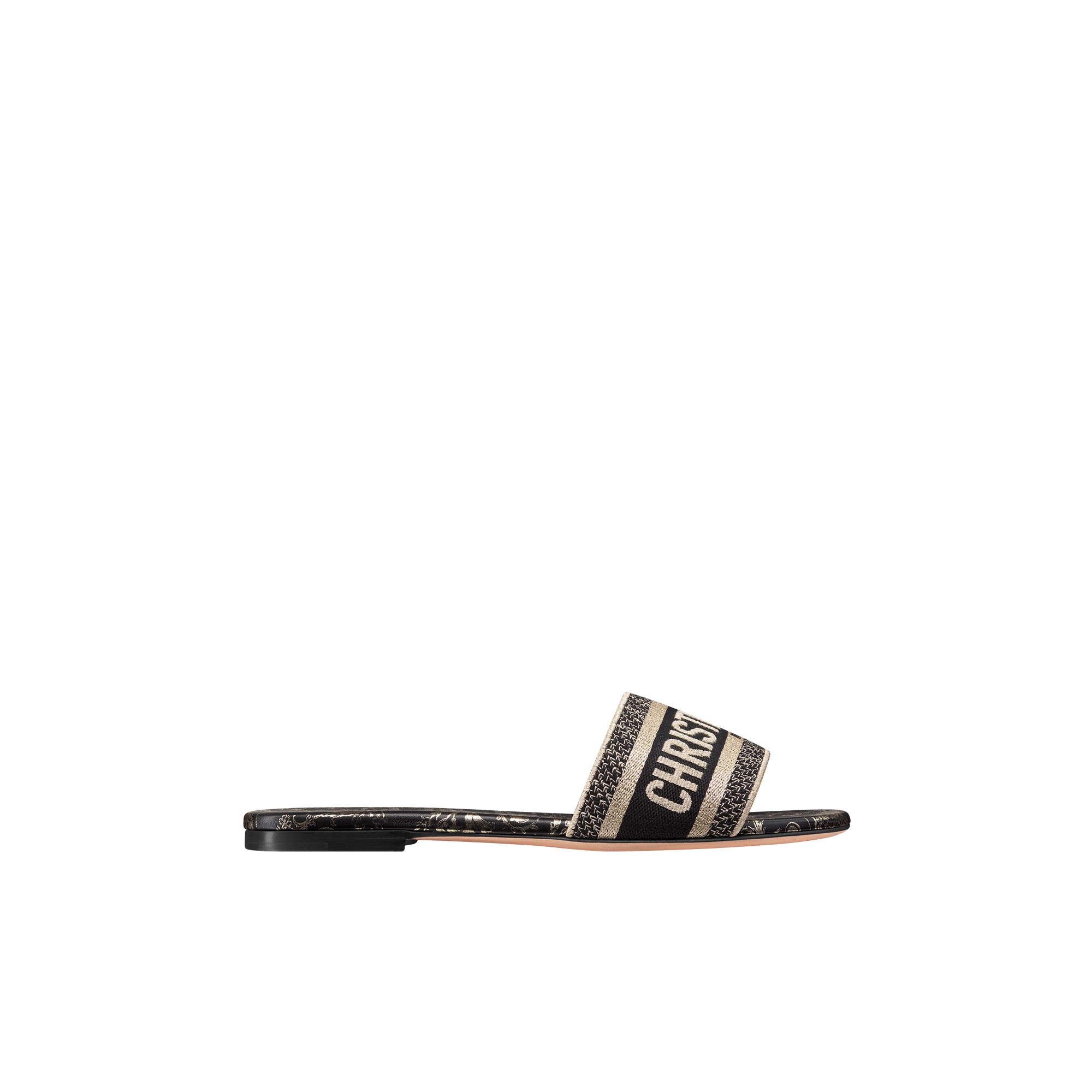 Christian Dior クリスチャン ディオール LINE3F 086 Dway Slide Cotton Embroidered with Metallic Thread and Black and