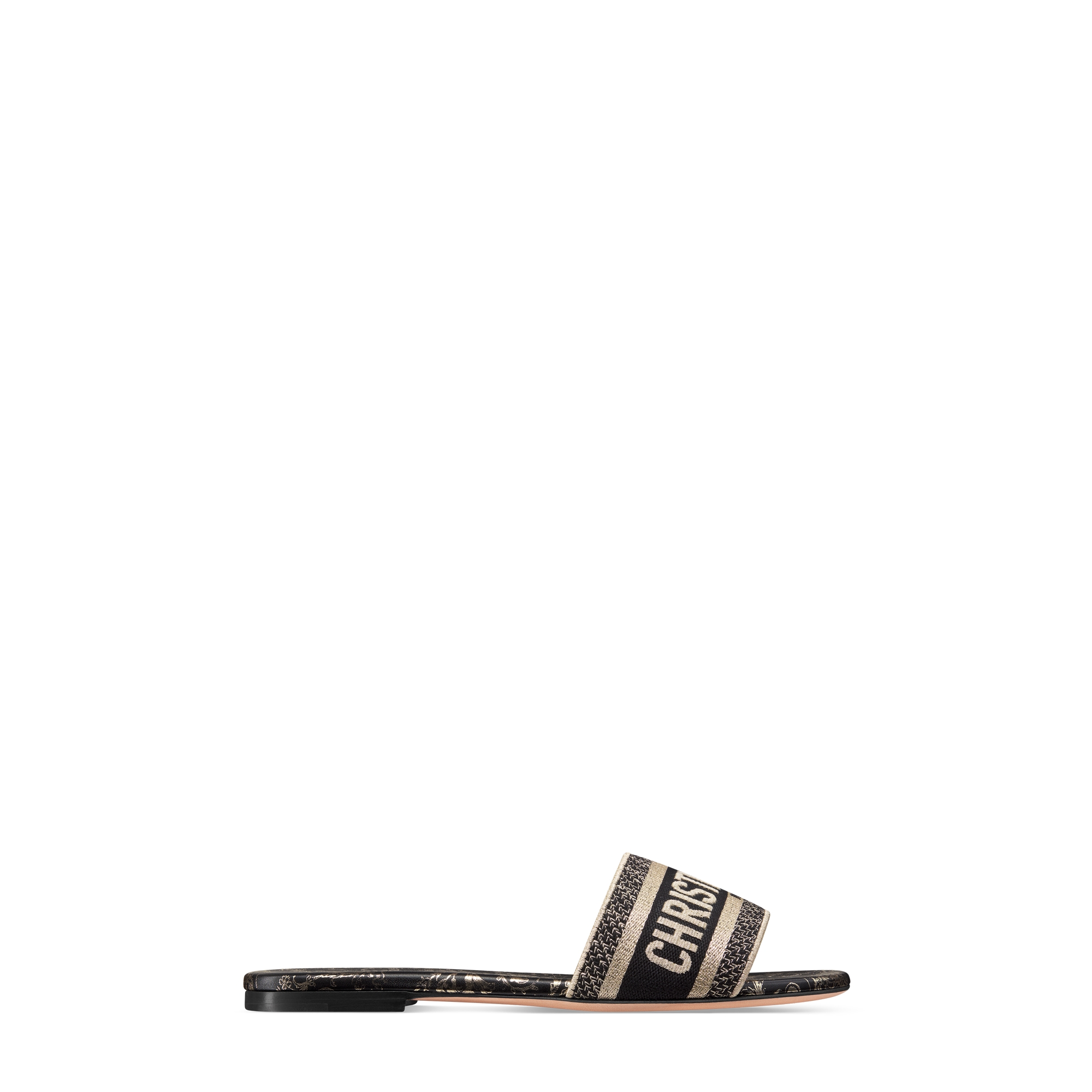 Dway Slide Cotton Embroidered with Metallic Thread and Black and