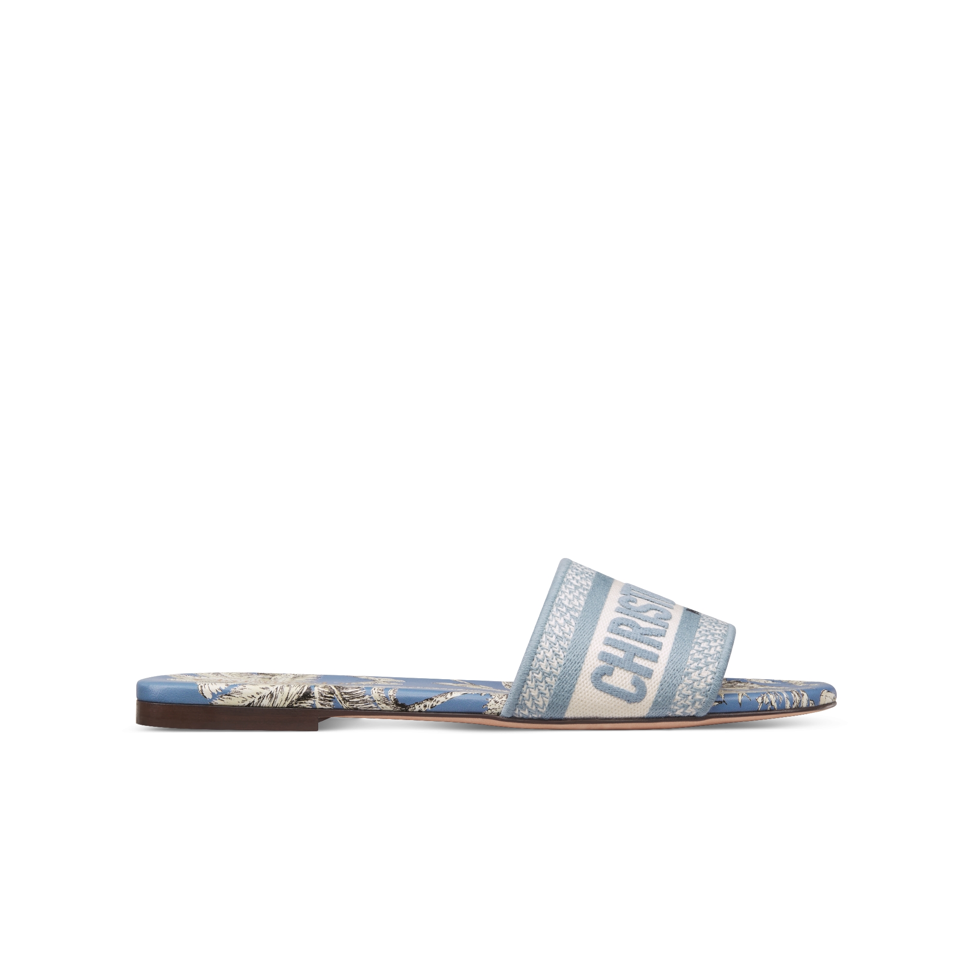Dioriviera Dway Slide Embroidered Cotton and Celestial Blue and
