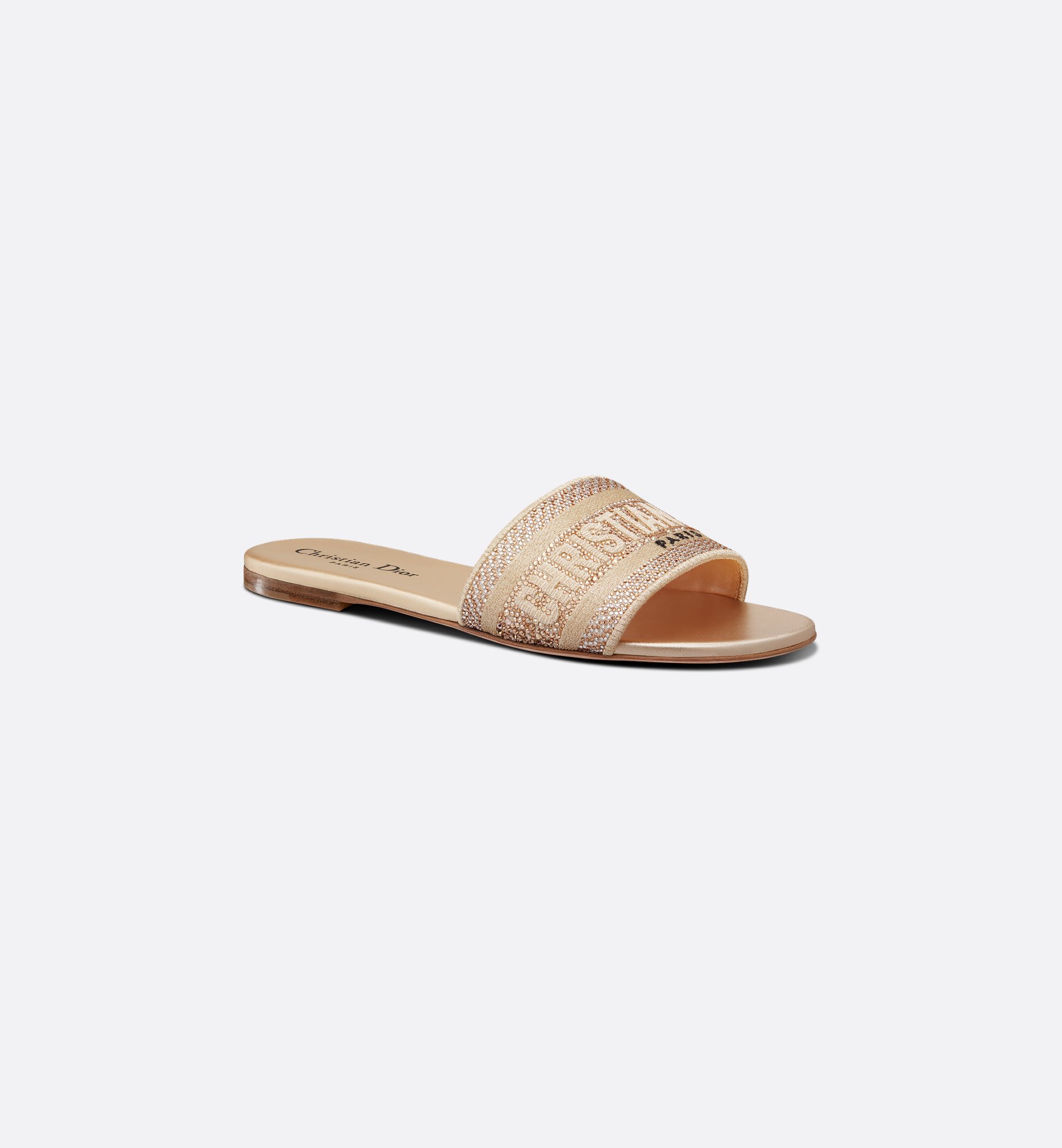 Dway Heeled Slide Gold-Tone Cotton Embroidered with Metallic Dway Heeled Slide Gold-Tone Cotton Embroidered with Metallic