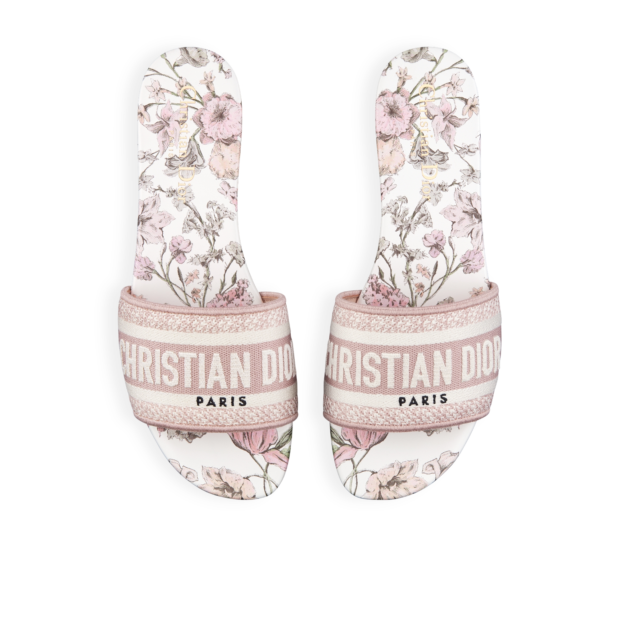 Dway Slide Embroidered Cotton and Rose des Vents Pink Millefiori Motif E06