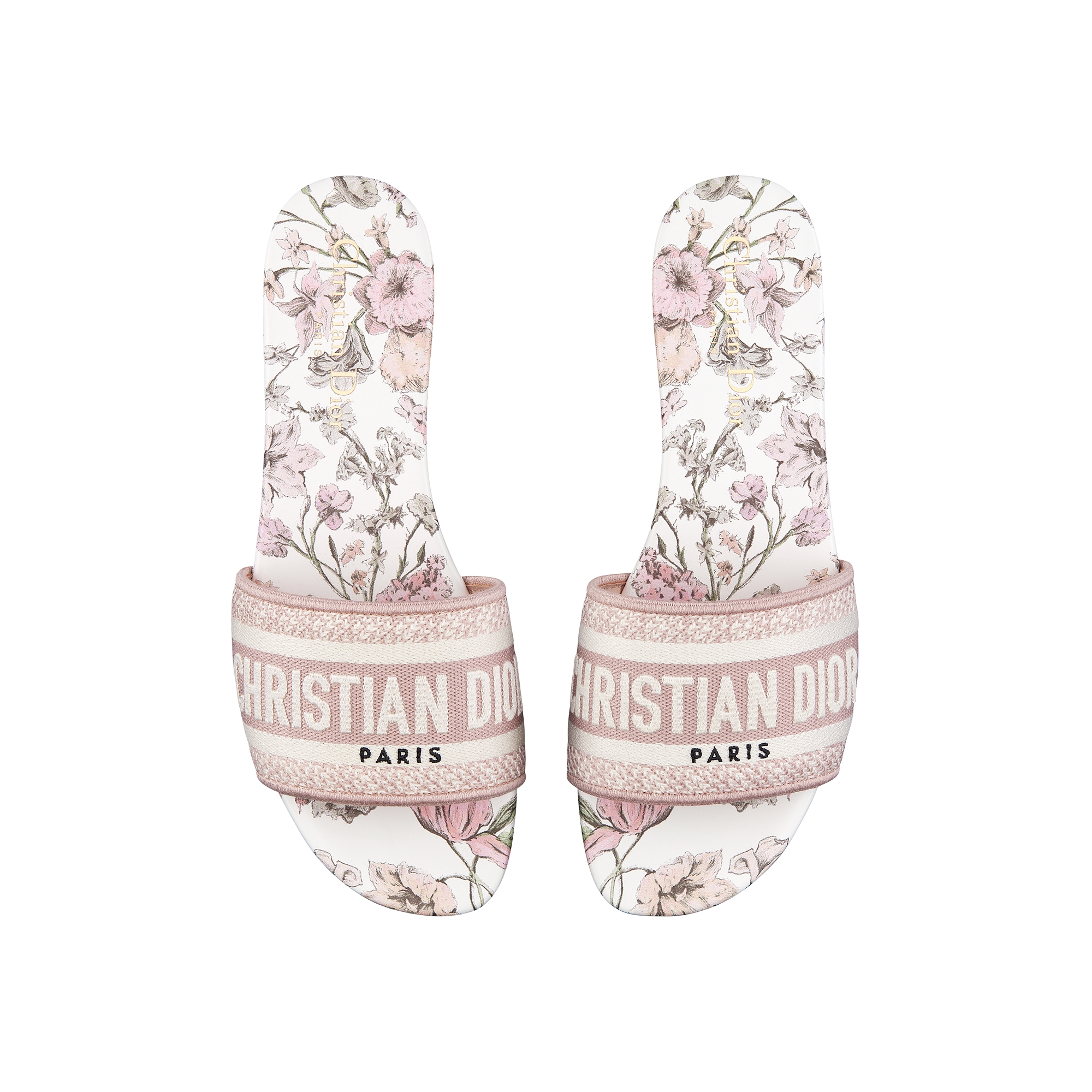 Dway Slide Embroidered Cotton and Rose des Vents Pink Millefiori Motif E06