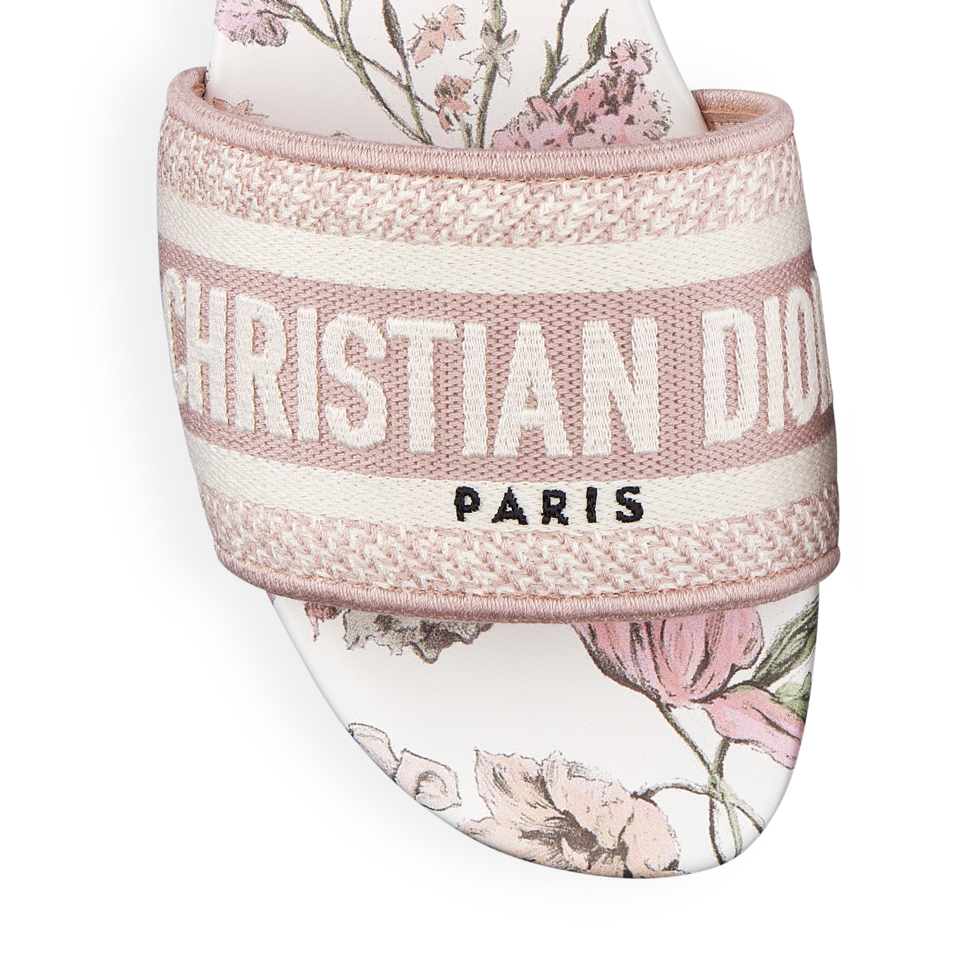 Dway Slide Embroidered Cotton and Rose des Vents Pink Millefiori Motif E09