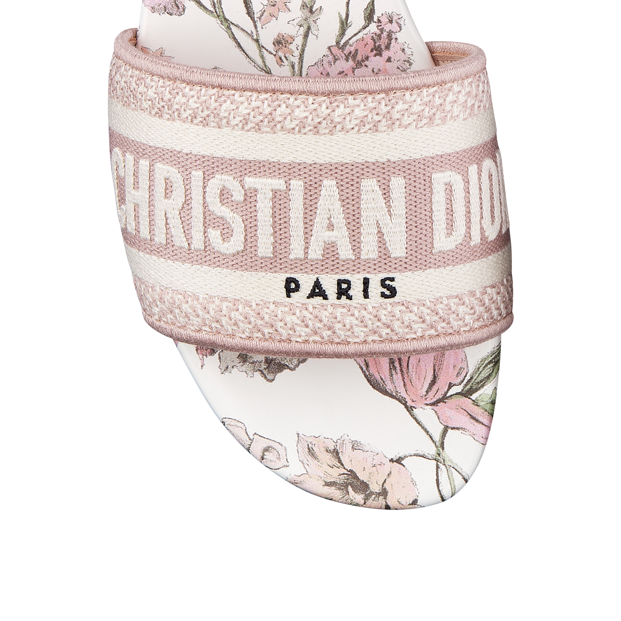 Dway Slide Embroidered Cotton and Rose des Vents Pink Millefiori Motif E09