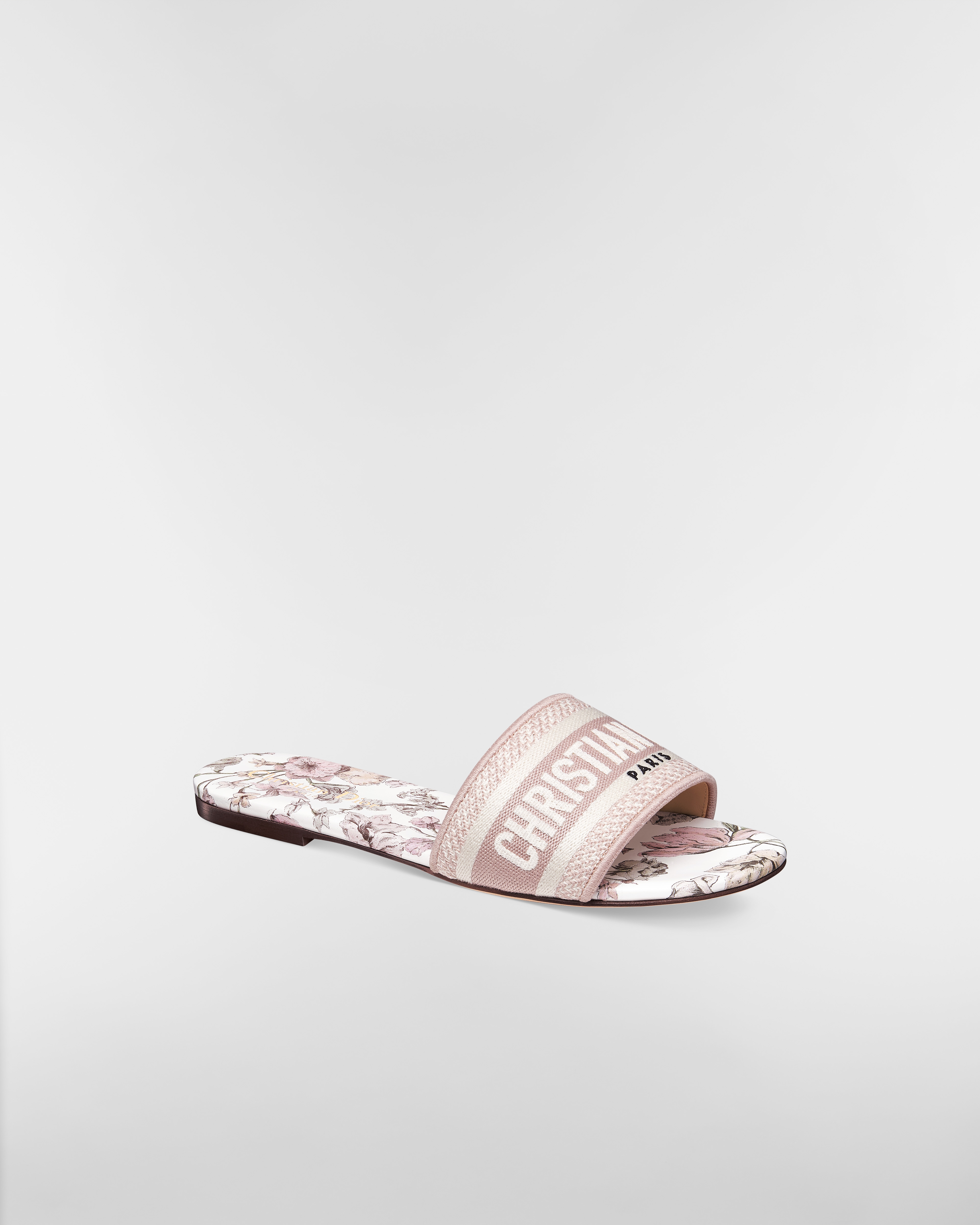 Dway Slide Embroidered Cotton and Rose des Vents Pink Millefiori Motif E03