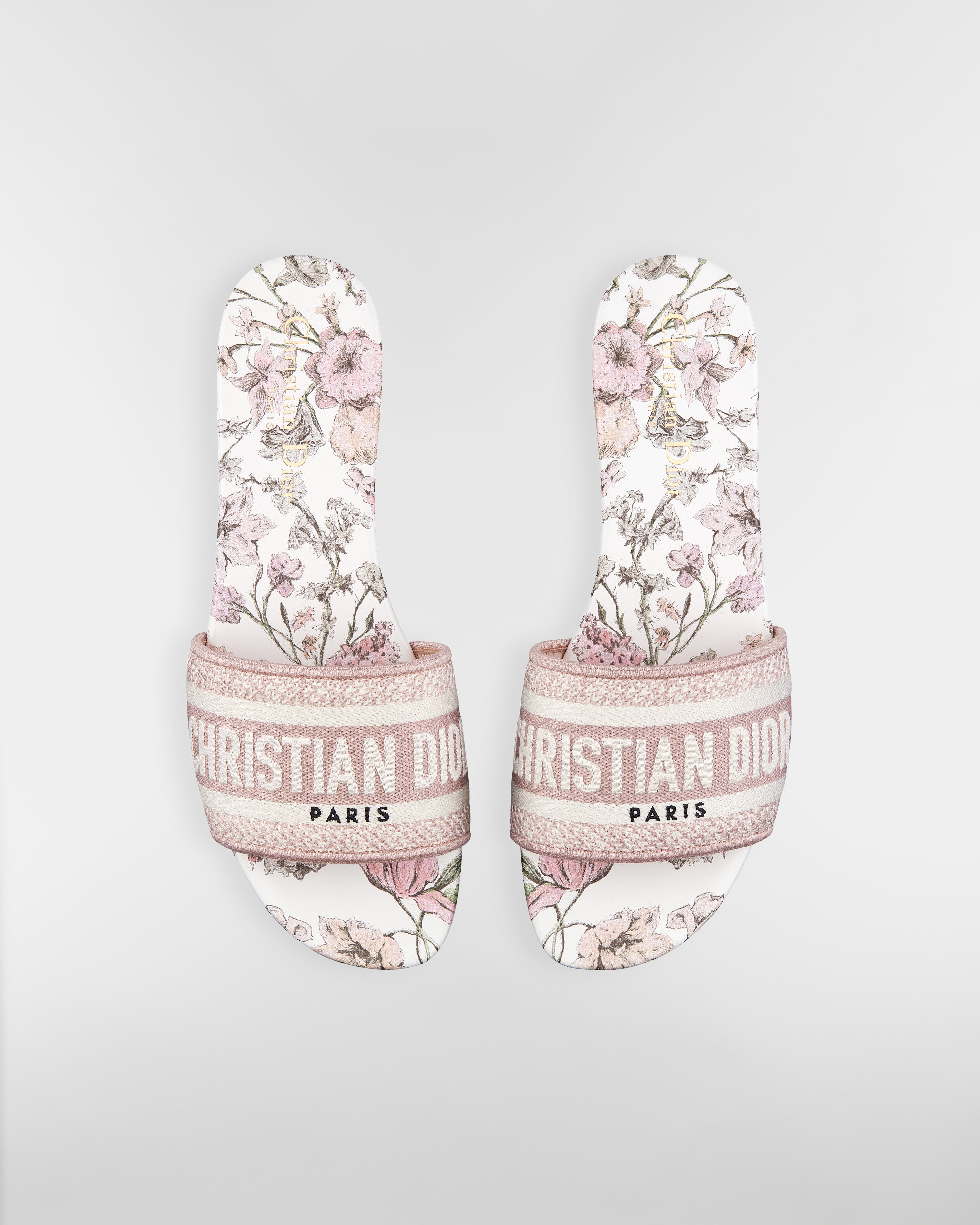 Dway Slide Embroidered Cotton and Rose des Vents Pink Millefiori Motif E06