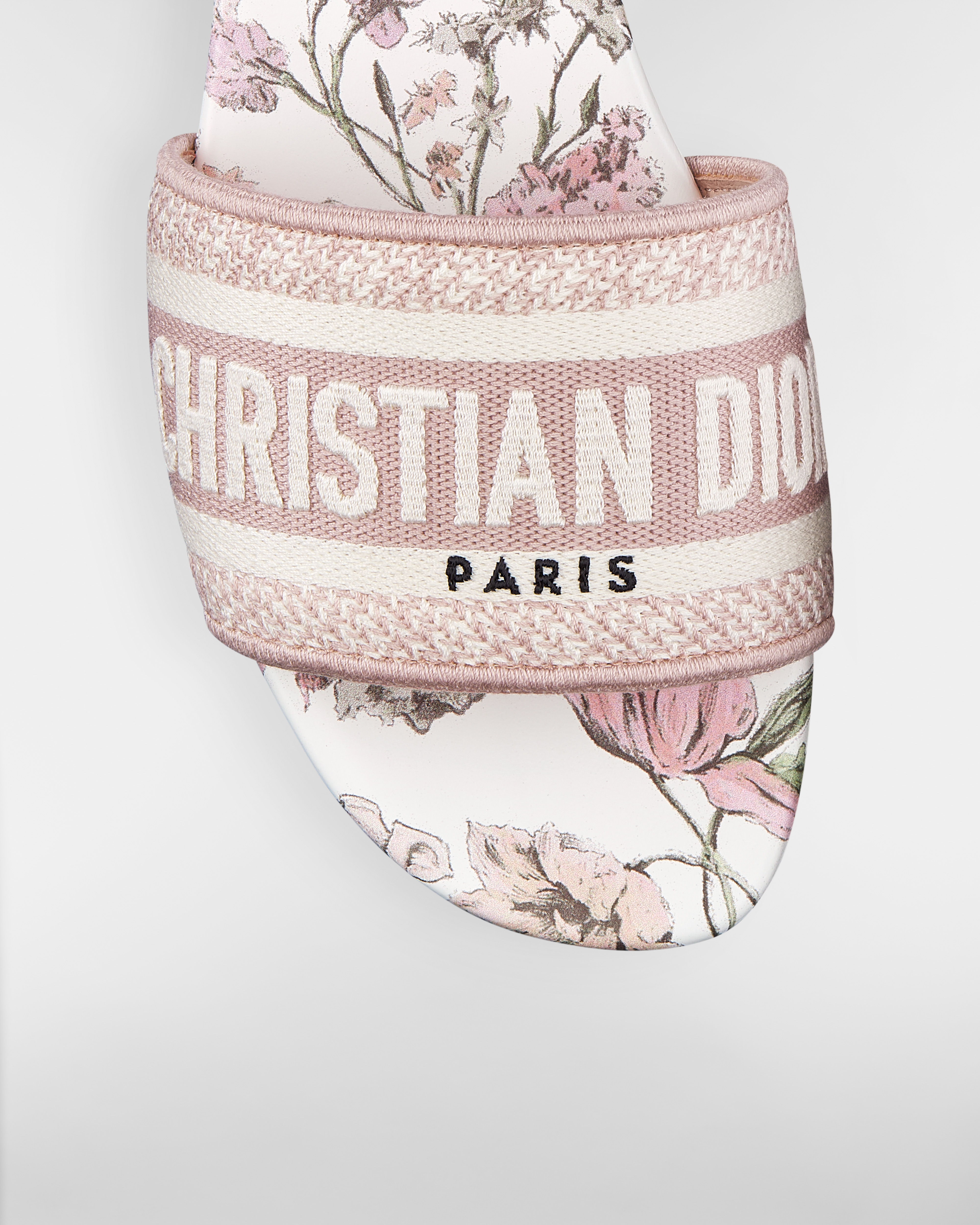 Dway Slide Embroidered Cotton and Rose des Vents Pink Millefiori Motif E09