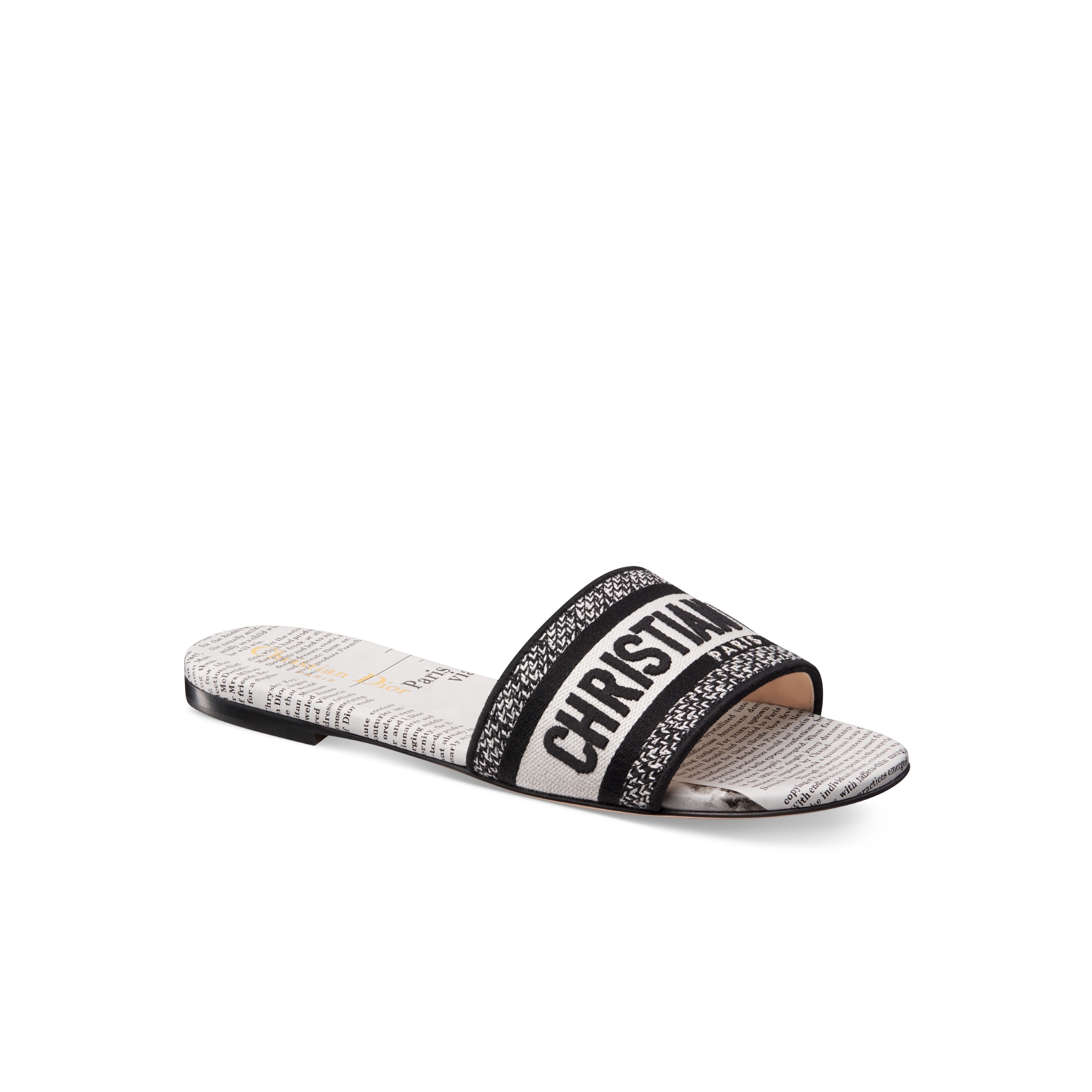 Mule Dway Algodón bordado con motivo Newspaper blanco y negro E03