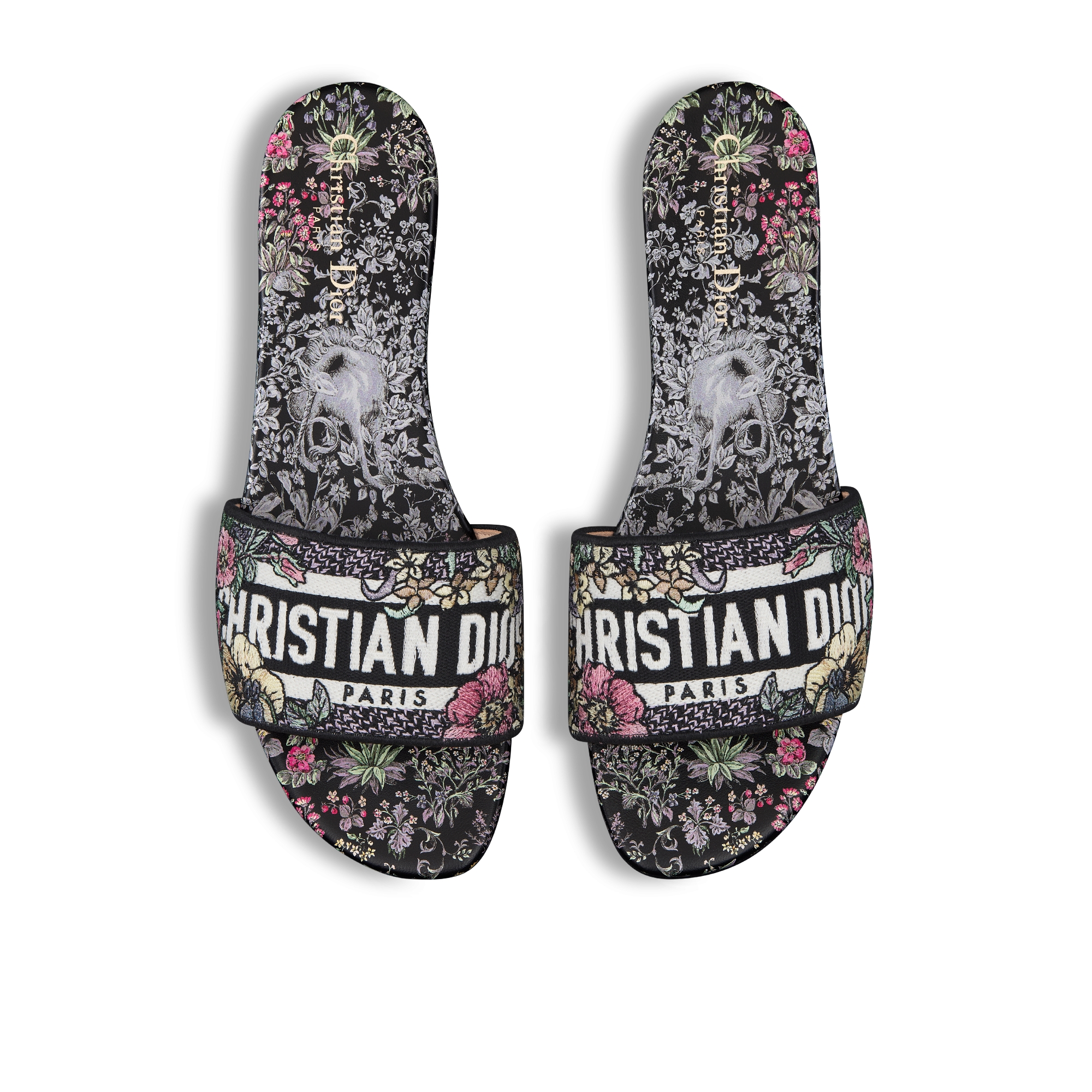 ディズニー　WIND AND SEA Dior Dway Slide Embroidered Cotton and Black Multicolor