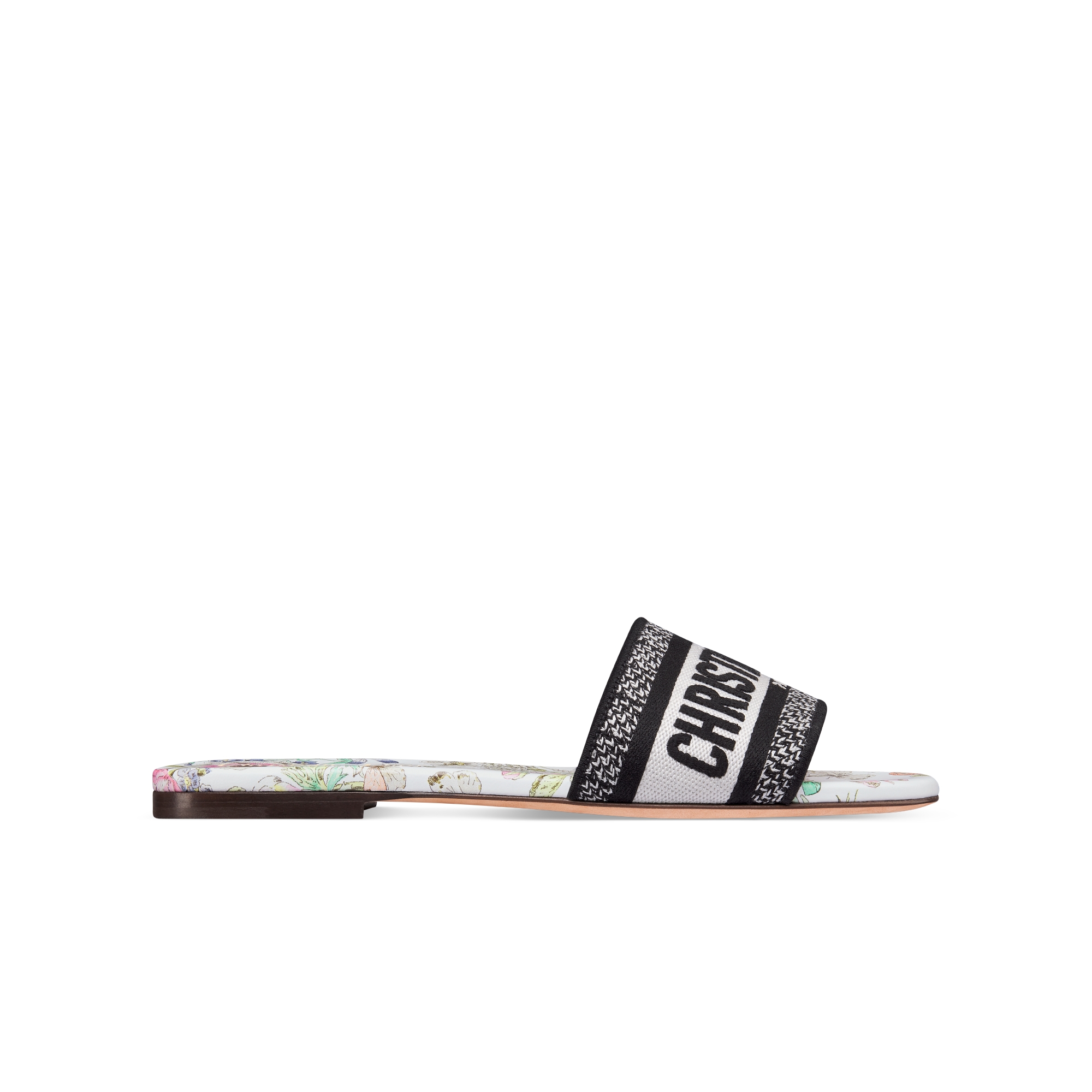 Dior Lucky Dway Slide Embroidered Cotton and White