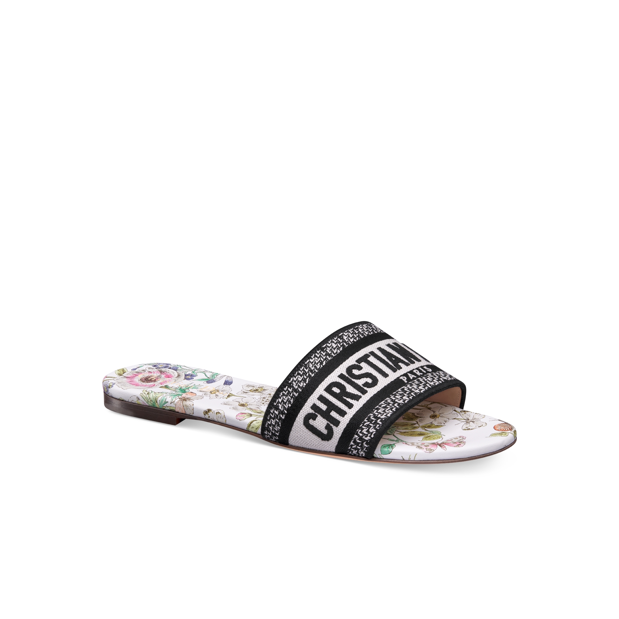 Dior Lucky Dway Slide Embroidered Cotton and Rose des Vents Pink