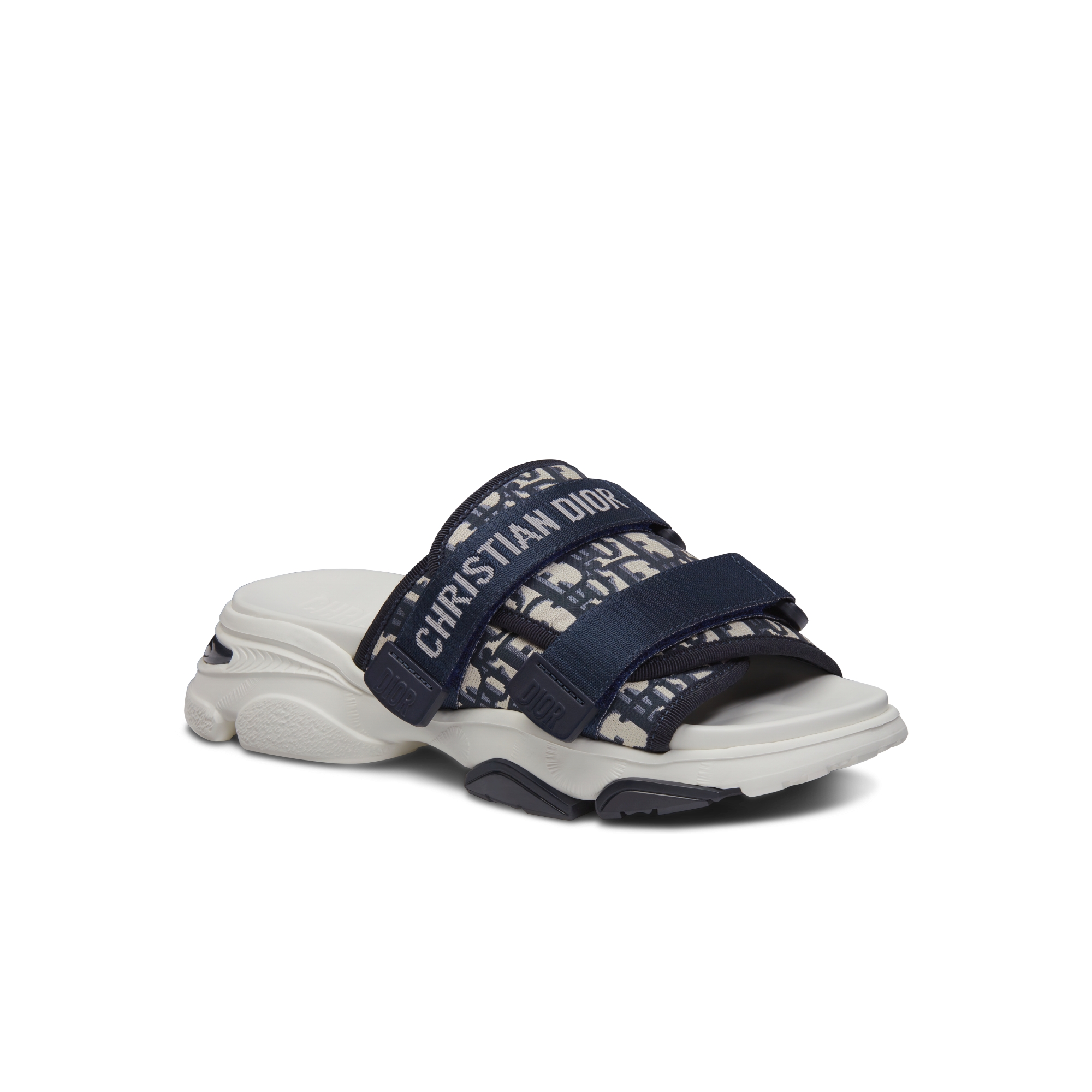 D-Wander Slide Deep Blue Dior Oblique Printed Technical Fabric E03