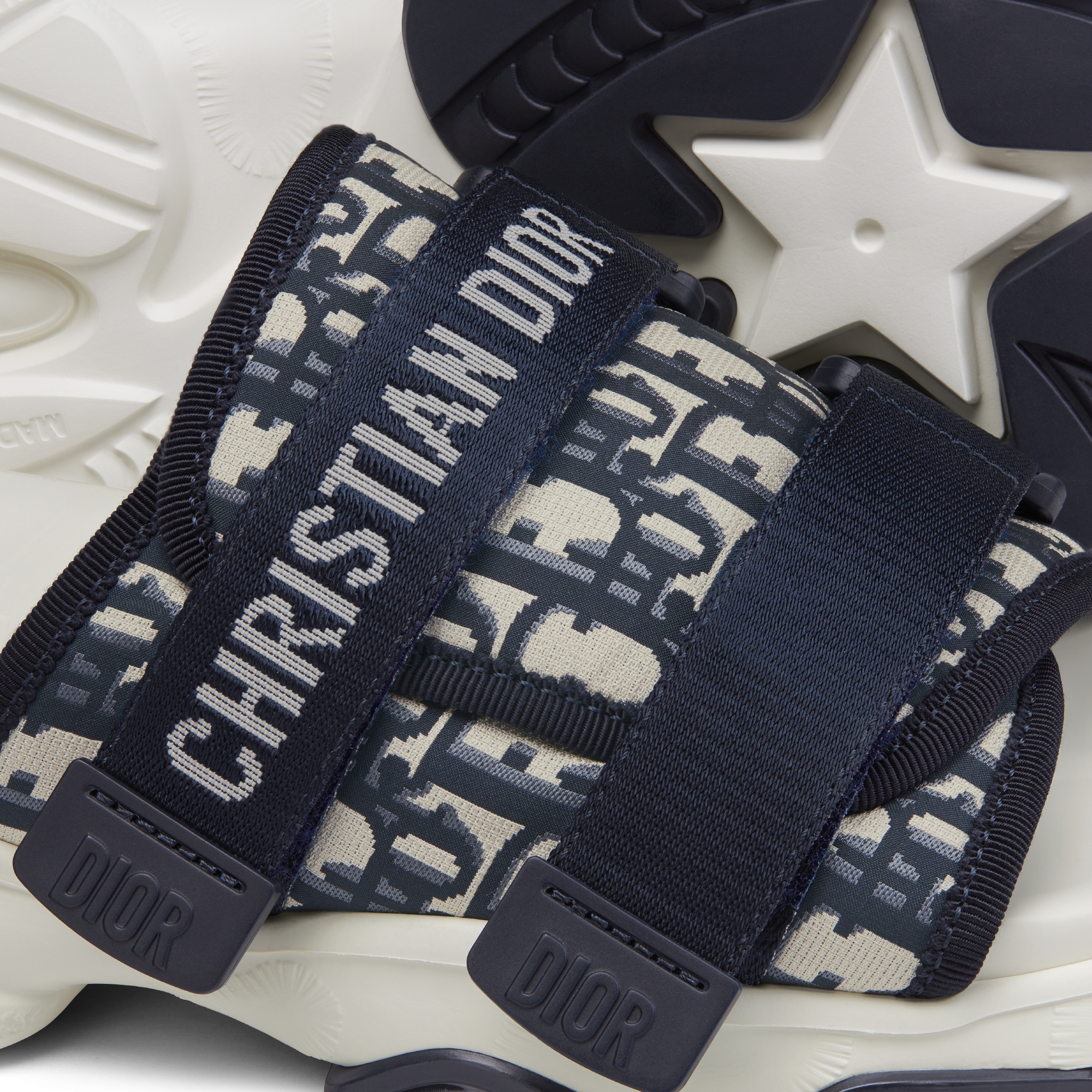 D-Wander Slide Deep Blue Dior Oblique Printed Technical Fabric E09