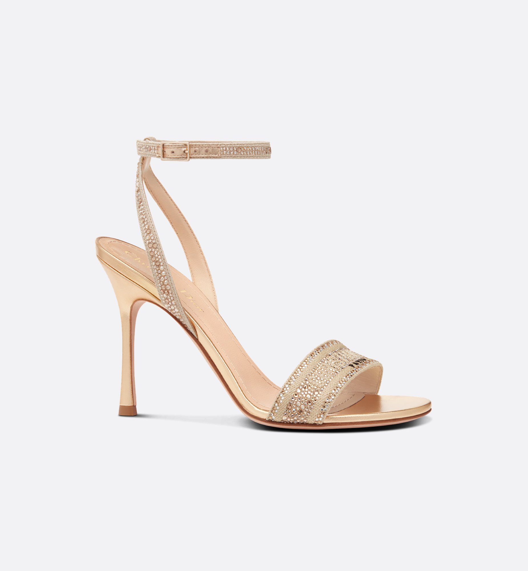 Dway Heeled Slide Gold-Tone Cotton Embroidered with Metallic Dway Heeled Slide Gold-Tone Cotton Embroidered with Metallic