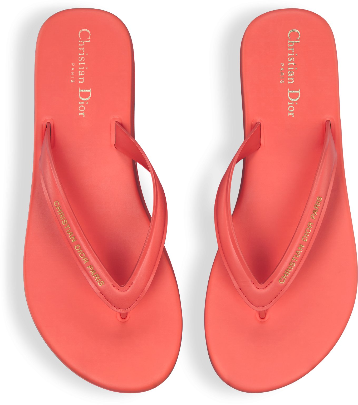 DIOR Dioriviera Diorsea Thong Sandal Coral Leather Effect Fabric Size 38 Women