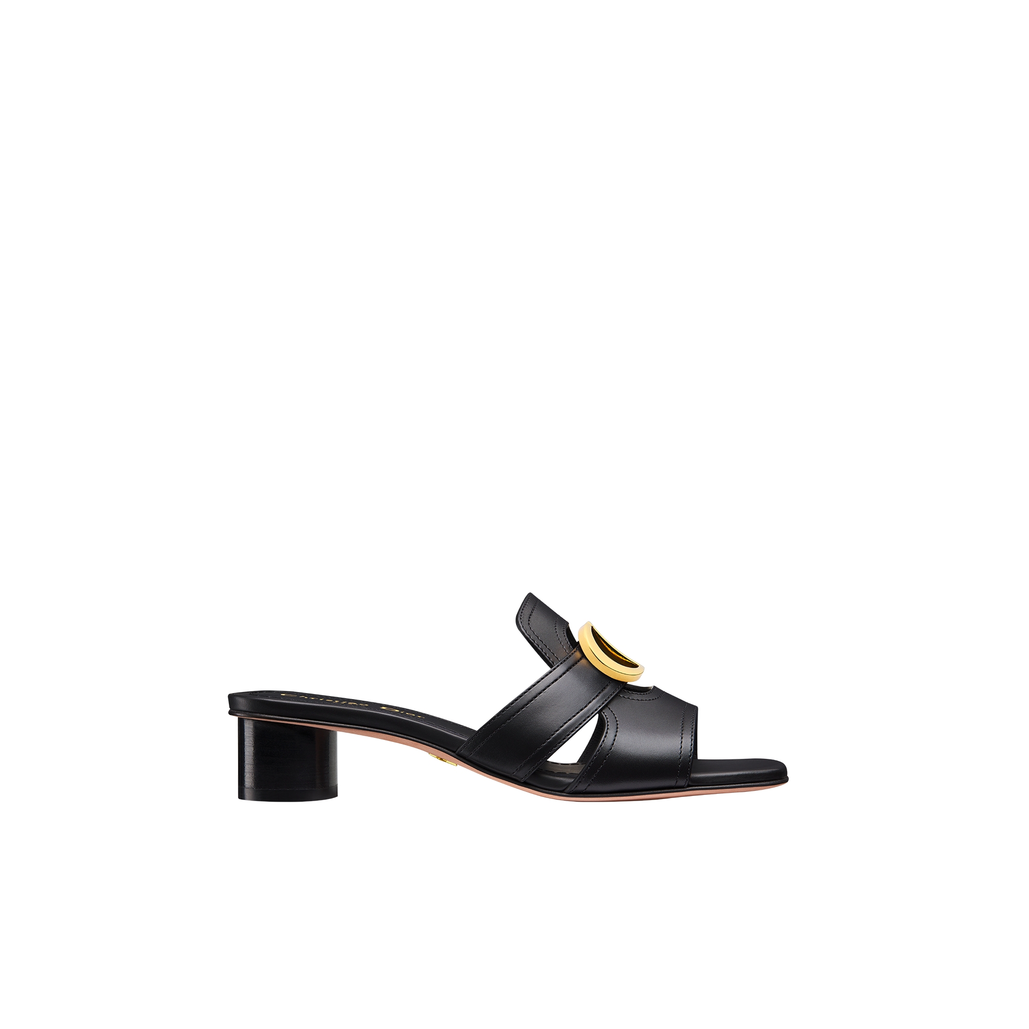 30 Montaigne Heeled Slide Black Calfskin | DIOR