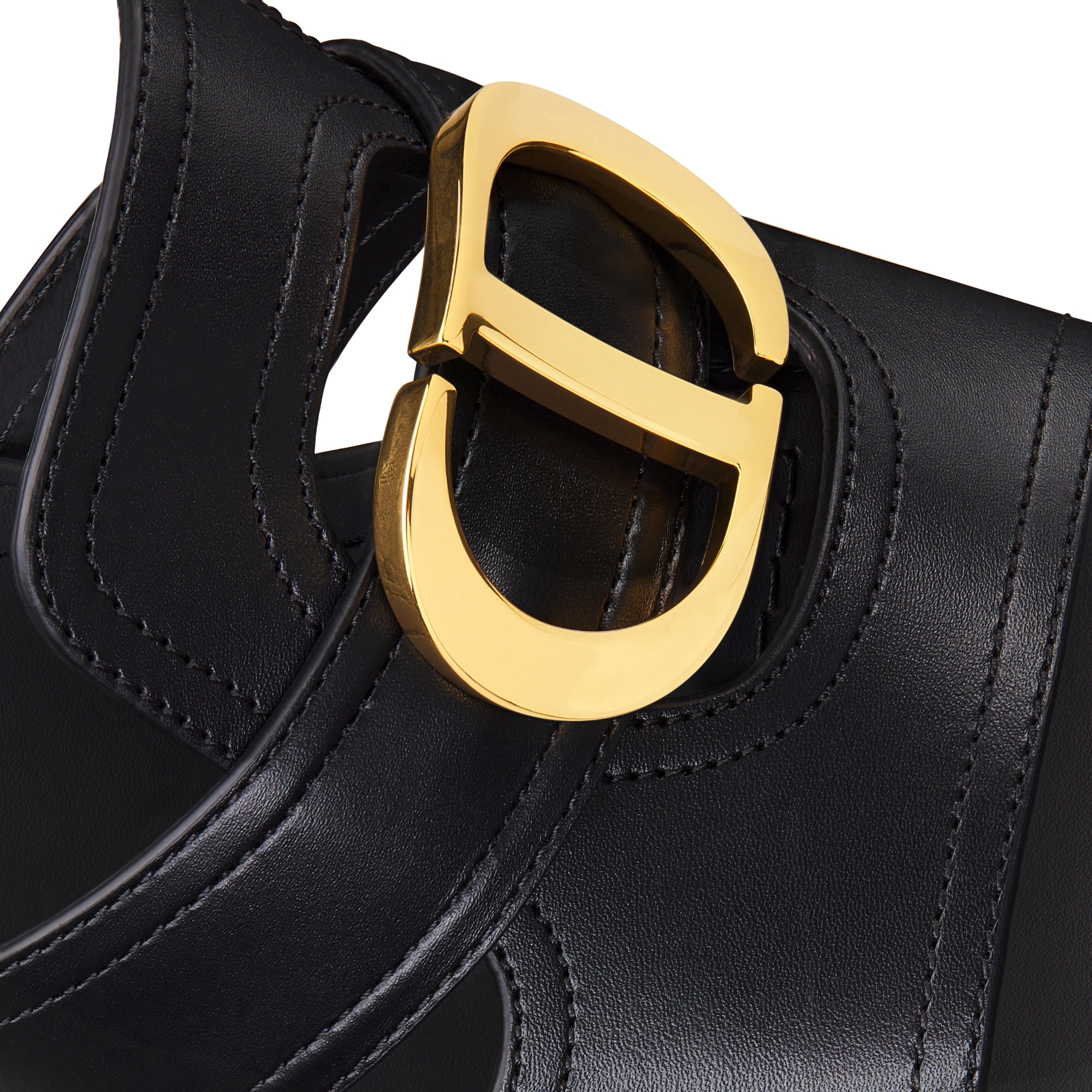 30 Montaigne Heeled Slide Black Calfskin E09