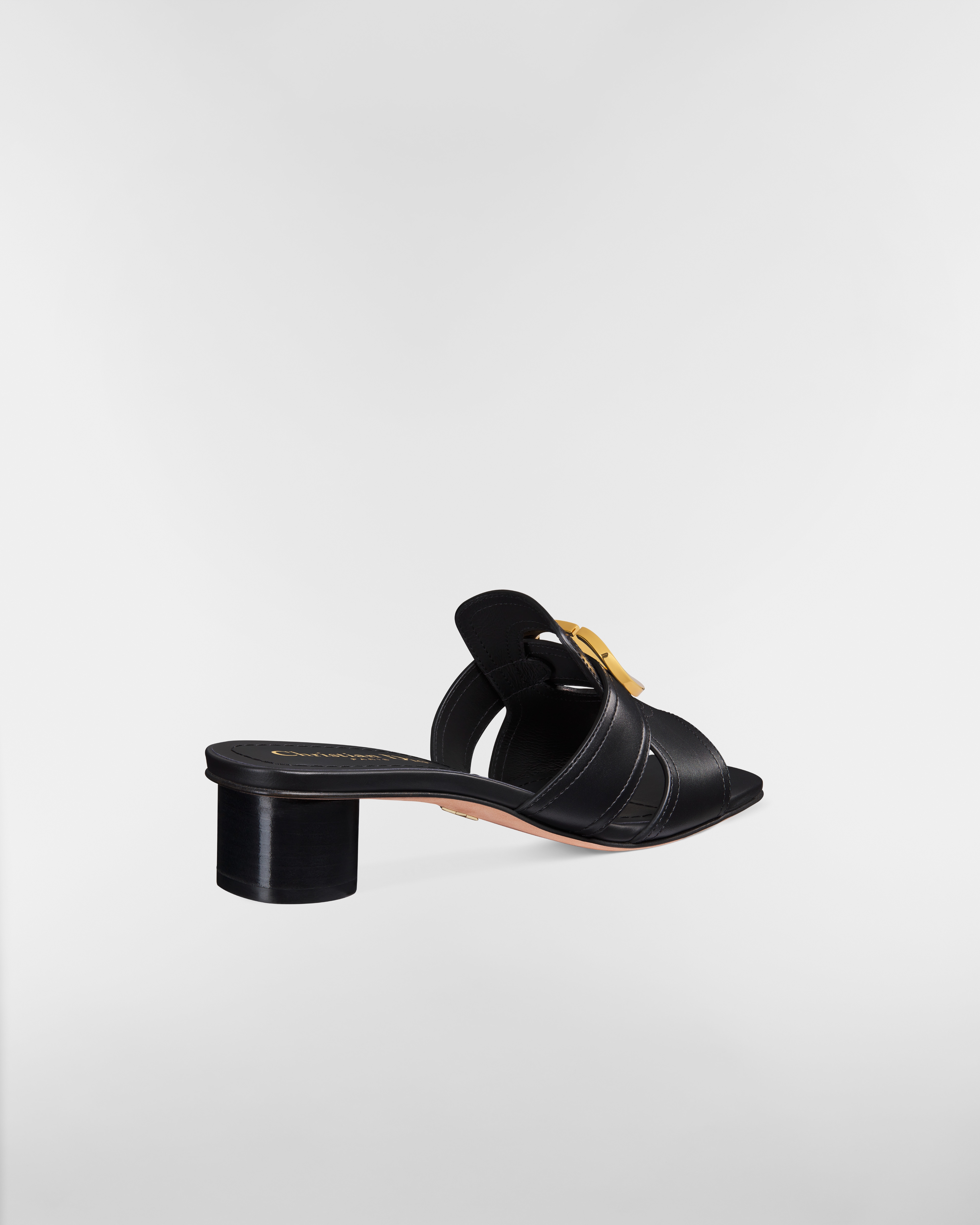 Mule de tacón 30 Montaigne Piel de becerro negra E05