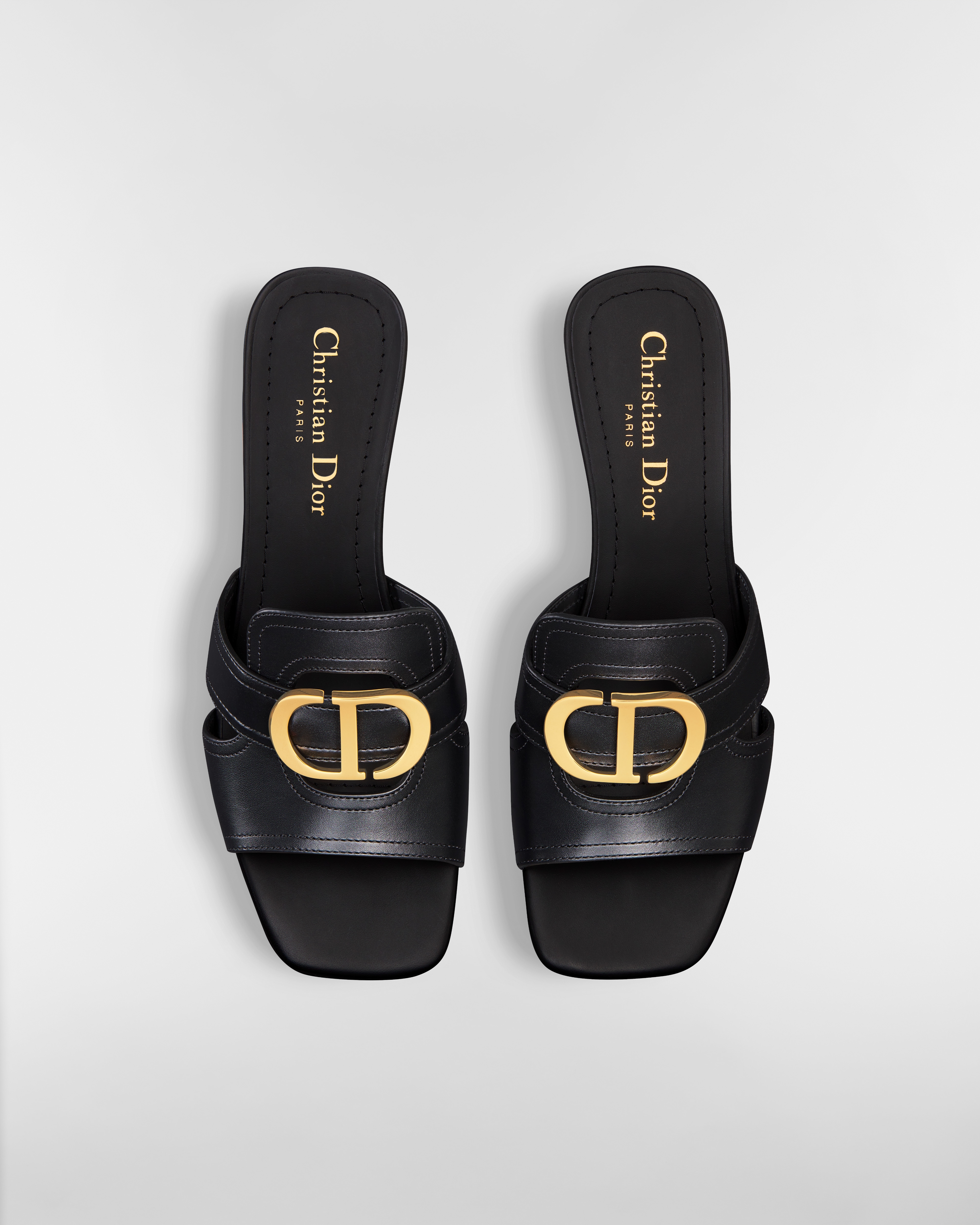 Mule de tacón 30 Montaigne Piel de becerro negra E06