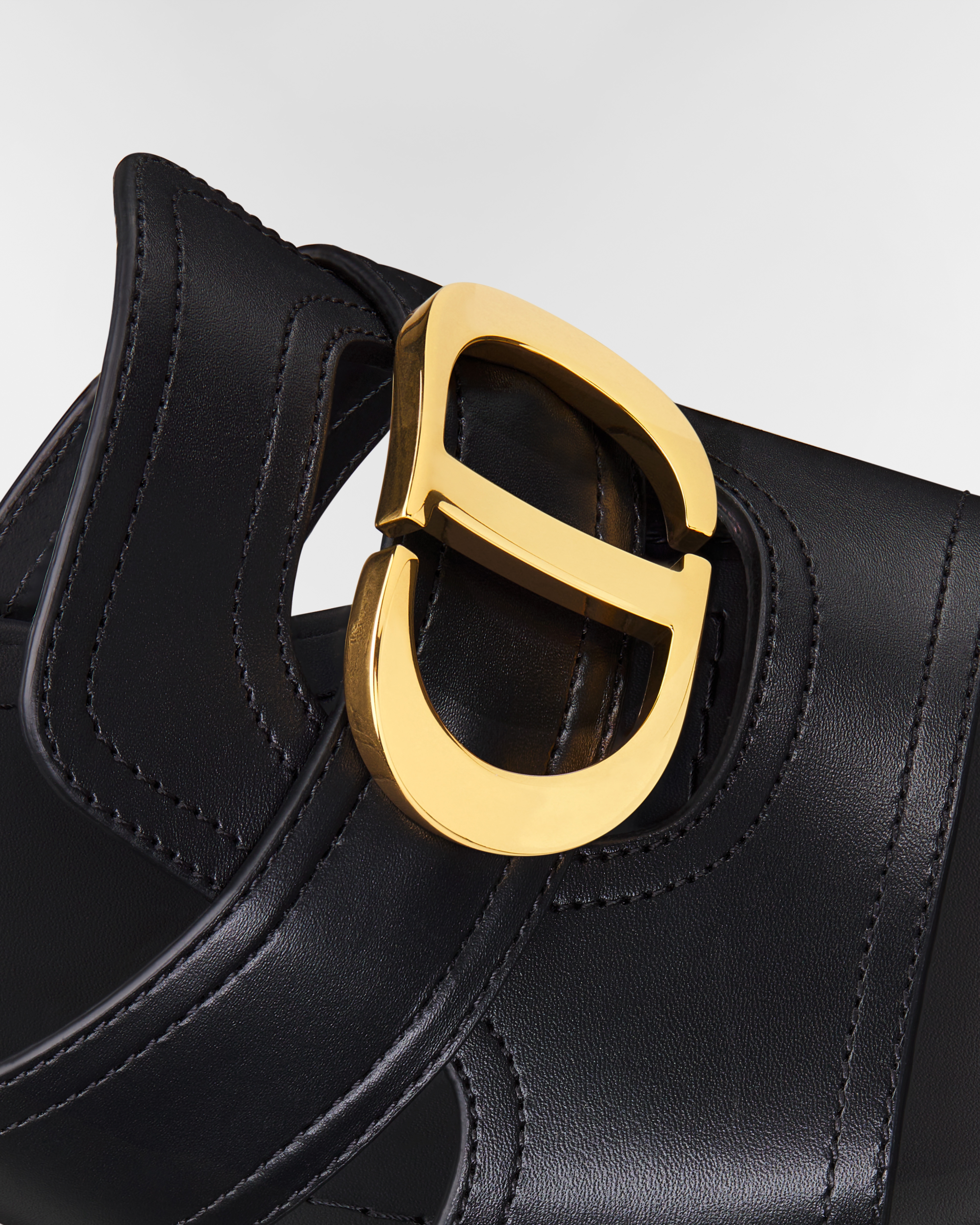 30 Montaigne Heeled Slide Black Calfskin E09