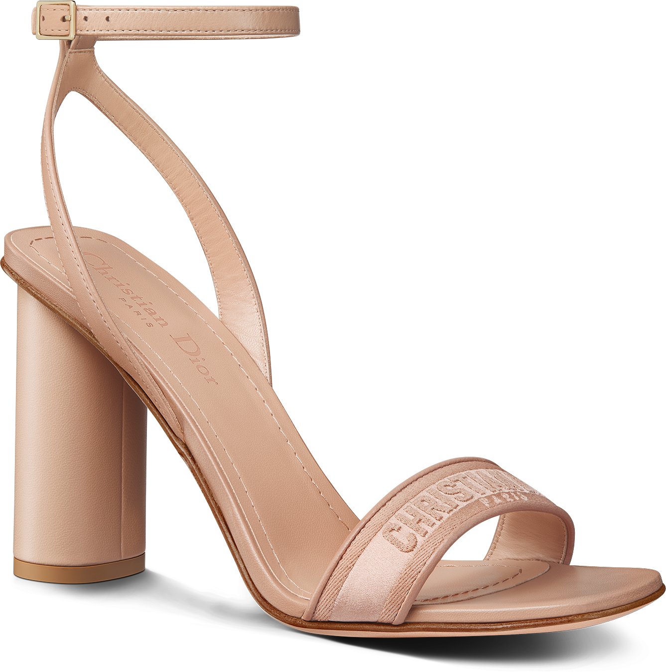 Dway Heeled Sandal Black Embroidered Satin and Lambskin DIOR