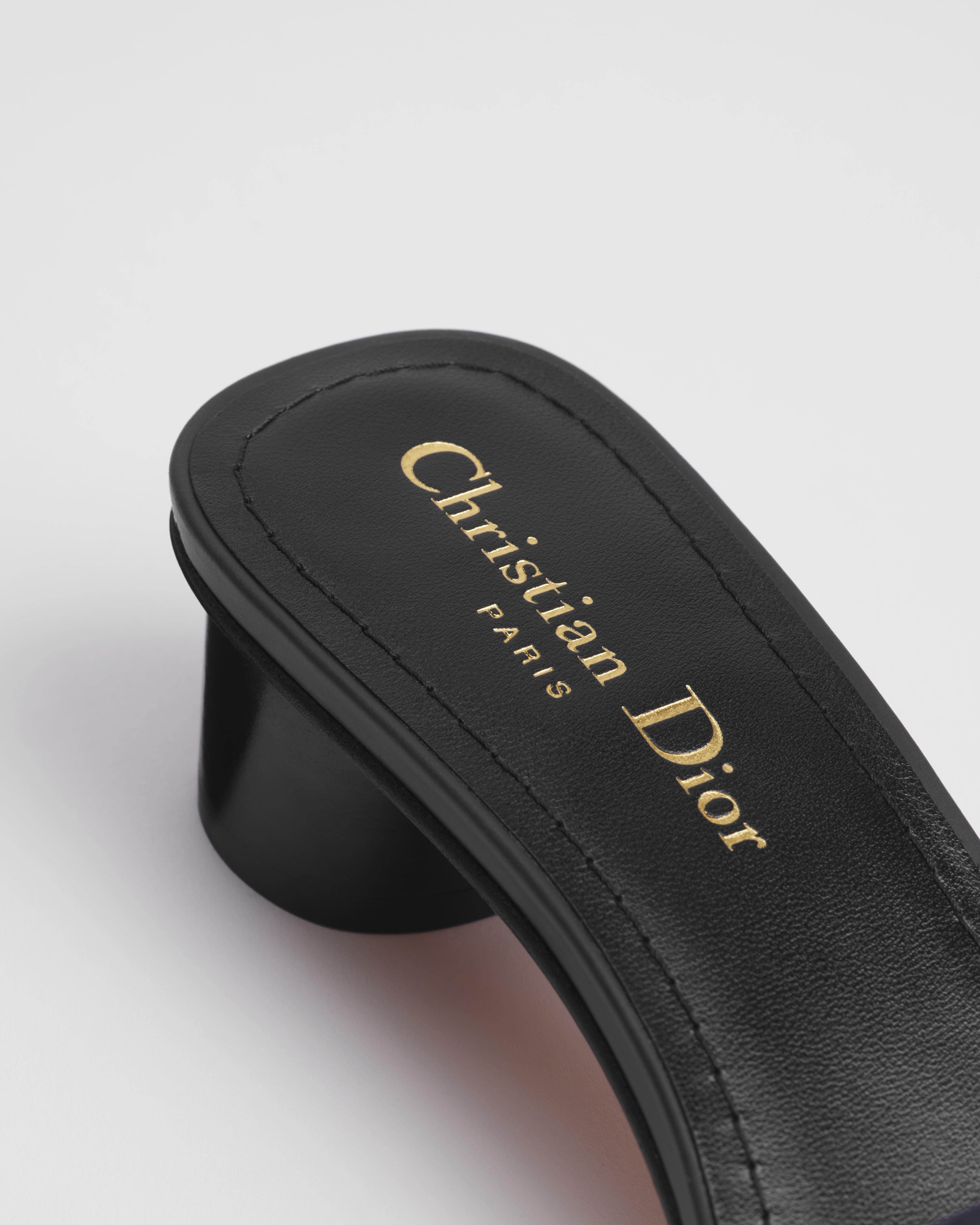 Dway Heeled Slide Deep Blue Embroidered Cotton E09