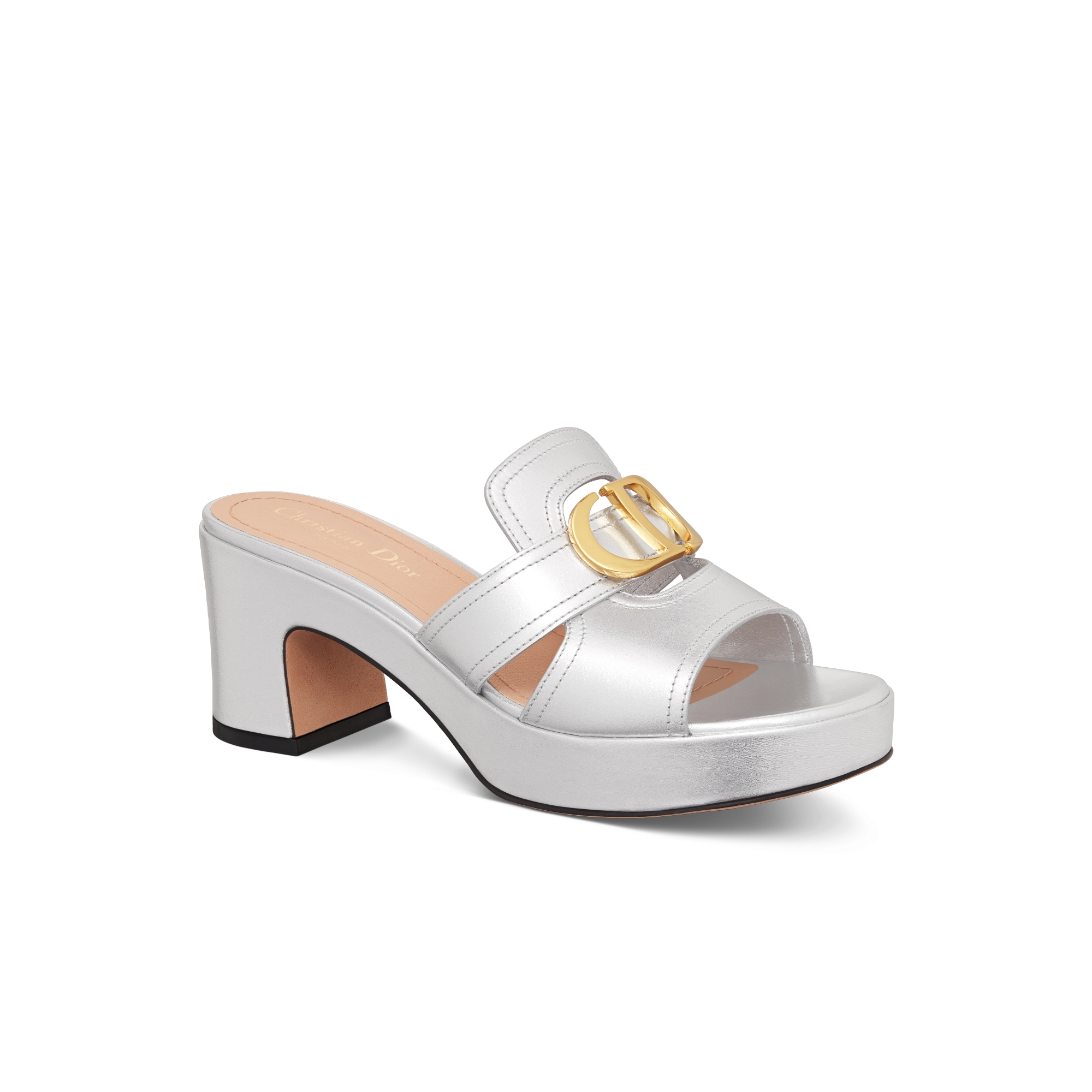 Dior Or 30 Montaigne Platform Slide Gold-Tone Laminated Calfskin