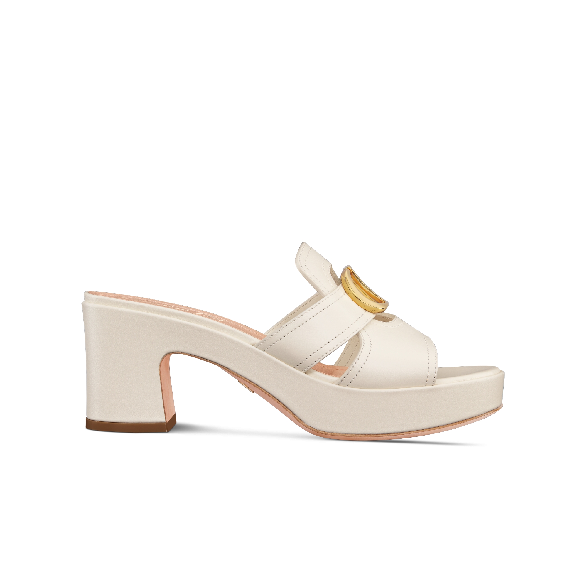 30 Montaigne Platform Slide White Calfskin | DIOR