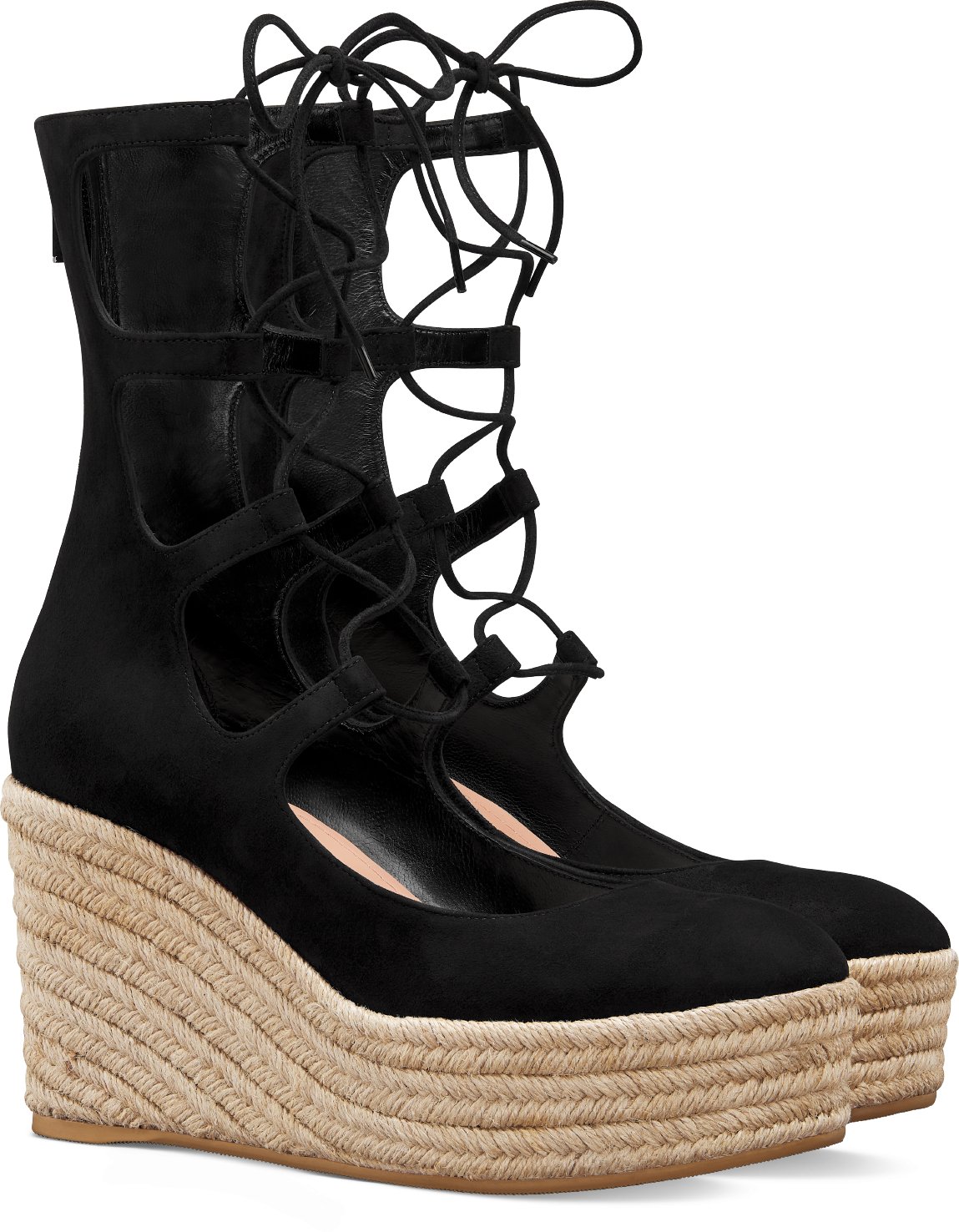 Dioriver Laced Wedge Sandal Boot Black Suede Goatskin DIOR