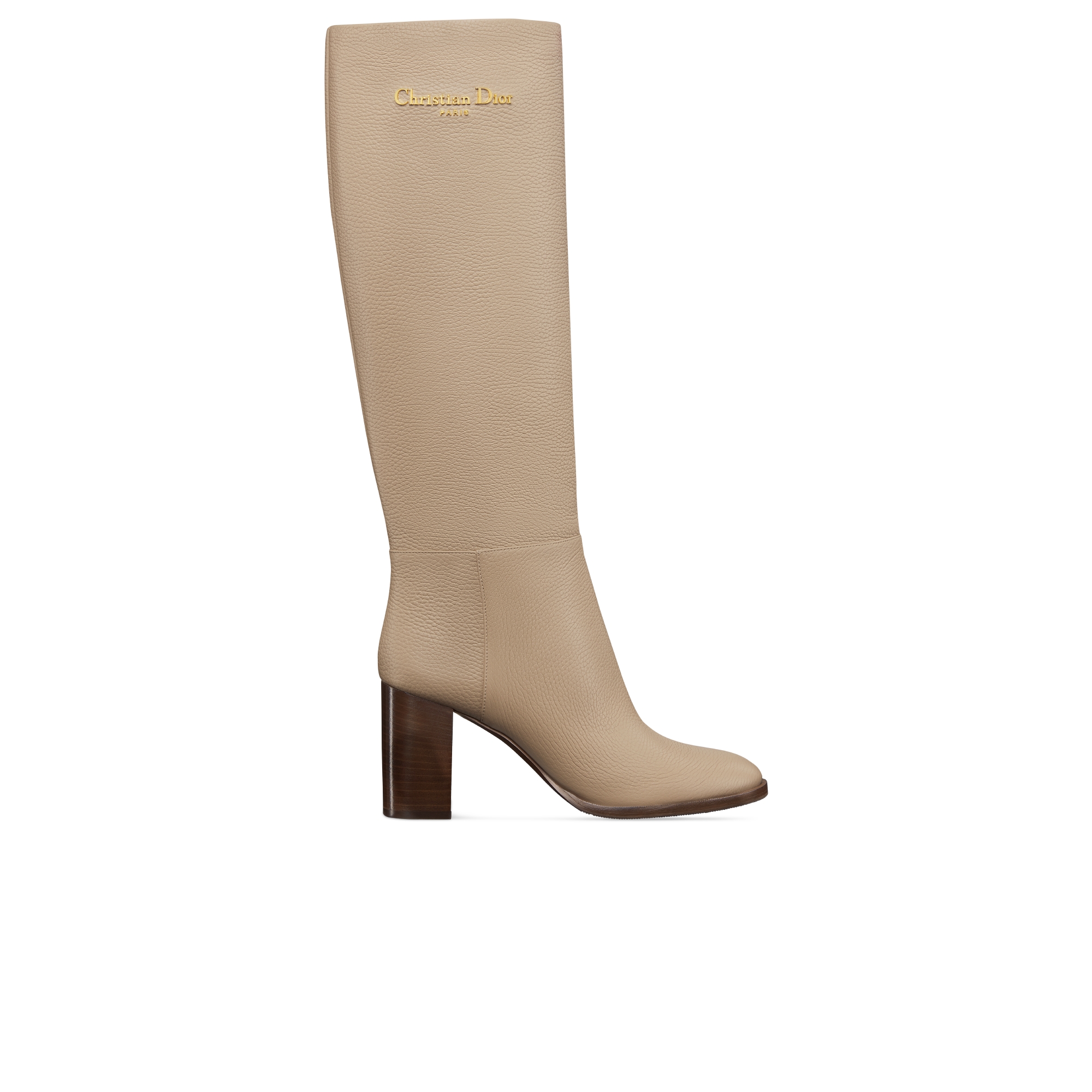 D-Town Heeled Boot Powder Beige Grained Calfskin E02