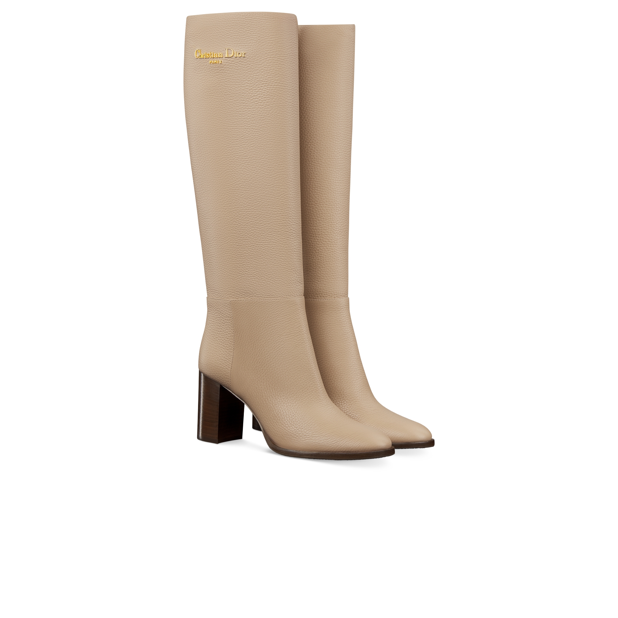 D-Town Heeled Boot Powder Beige Grained Calfskin E03