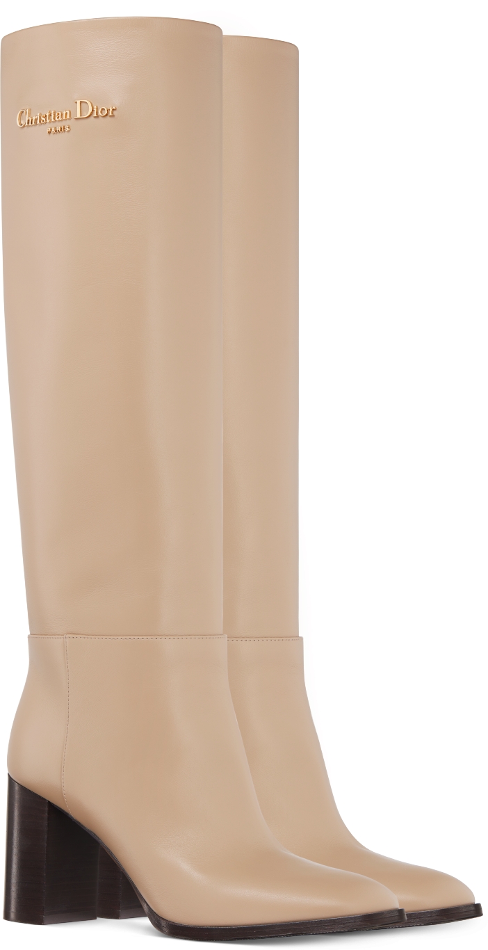 D-Town Heeled Boot Dusty Desert Beige Supple Calfskin | DIOR