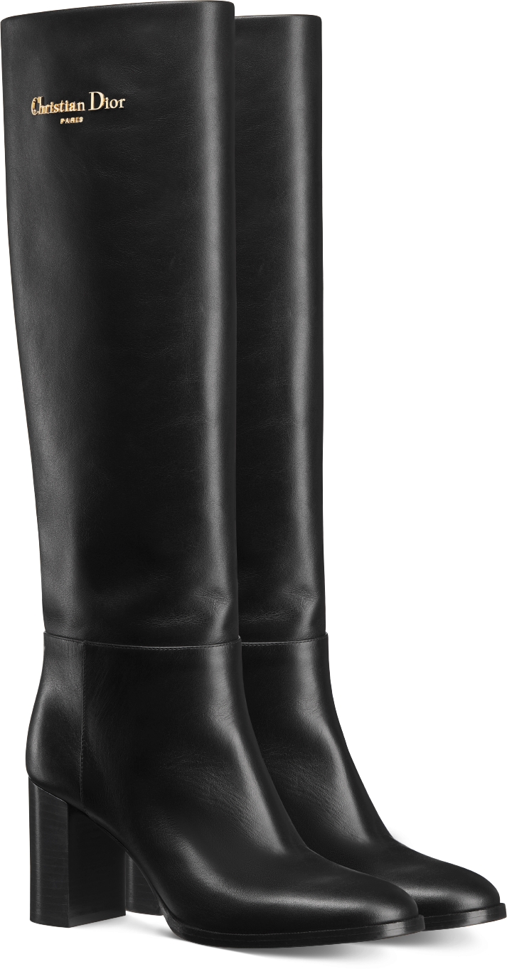 D Town Heeled Boot Black Supple Calfskin DIOR