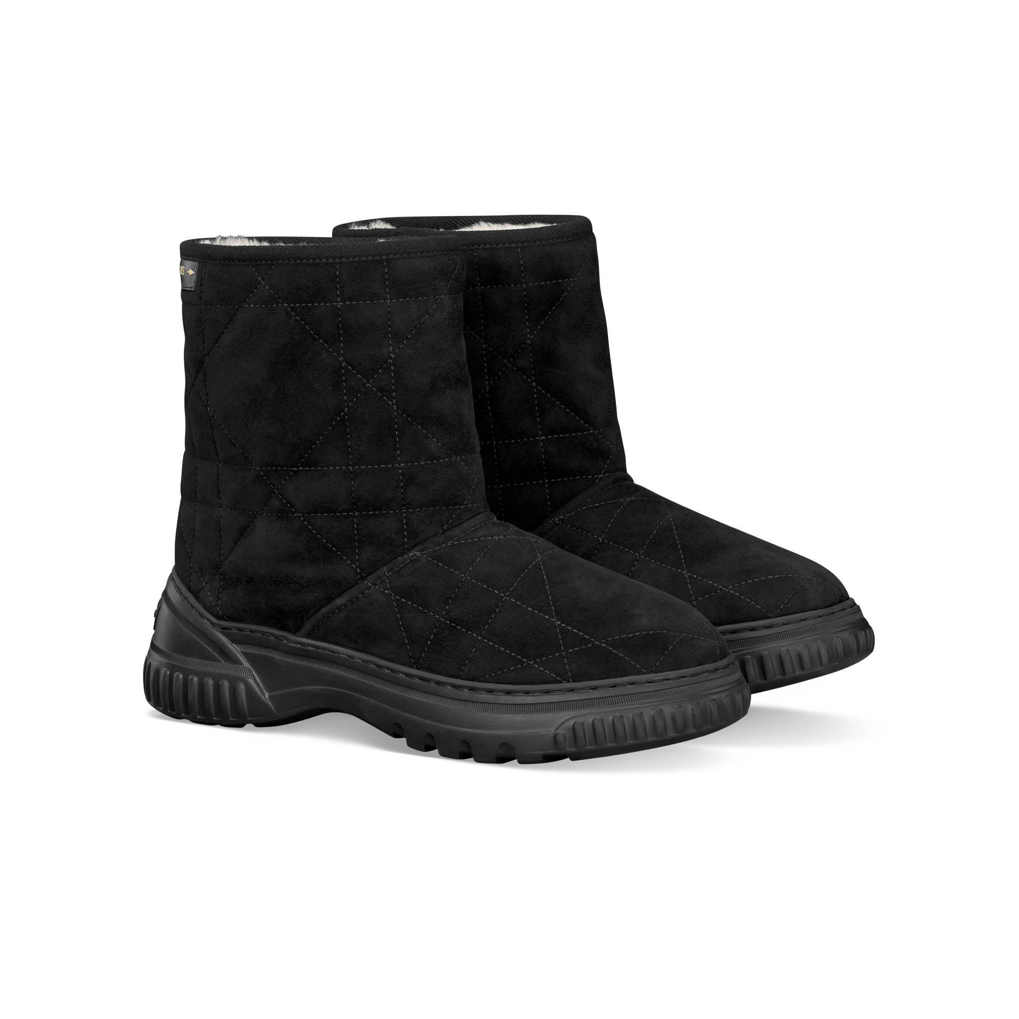 靴 Christian Dior Cannage Quilt Ankle Boots Dior Frost Ankle Boot Black Cannage Suede and Ecru Lambskin