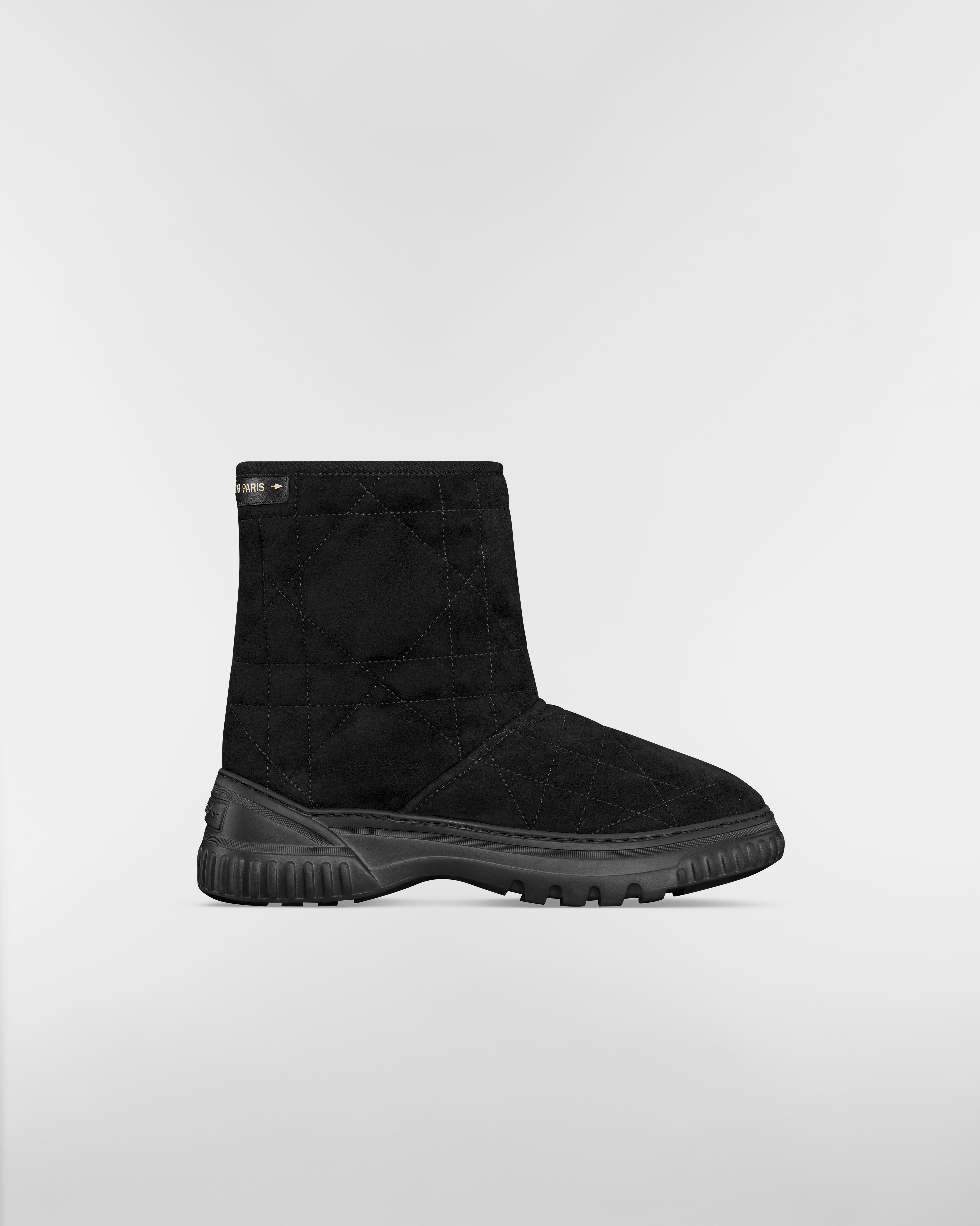 Dior Frost Ankle Boot Black Cannage Suede and Ecru Lambskin Shearling E02