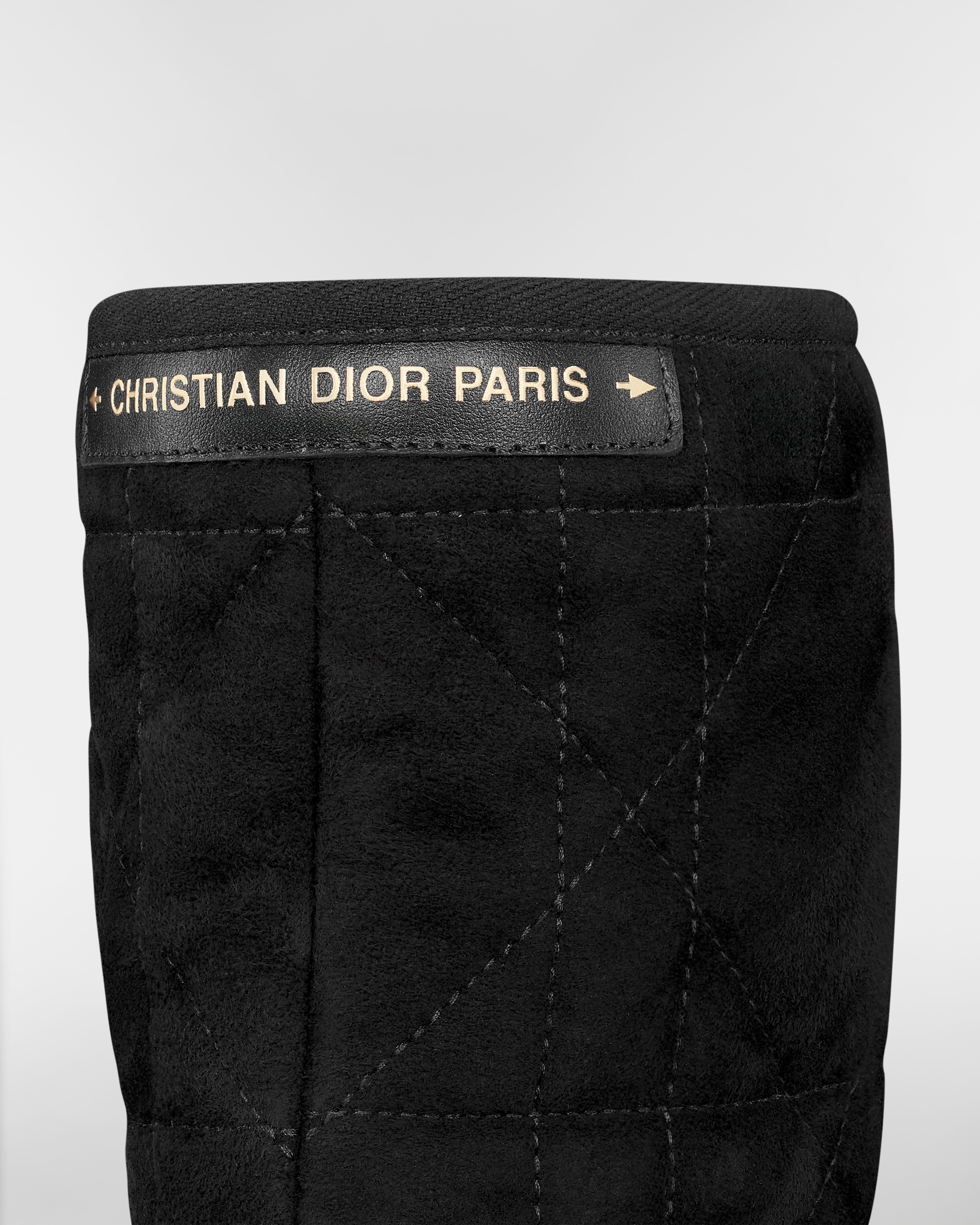 Dior Frost Ankle Boot Black Cannage Suede and Ecru Lambskin Shearling E09