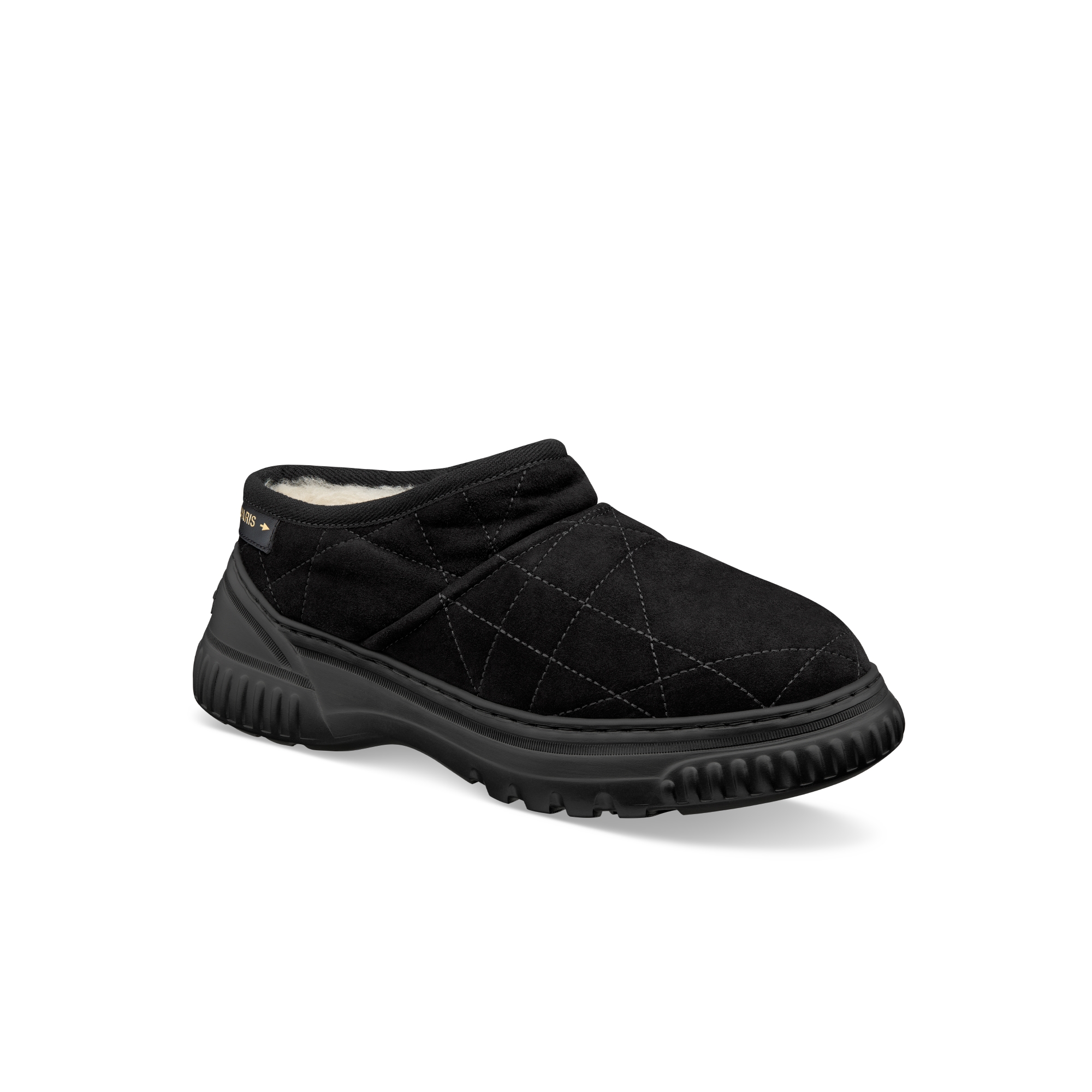 DiorAlps Niedriger Dior Frost Ankle Boot Cannage Ziegenveloursleder in Schwarz und Lammshearling in Weiß E03