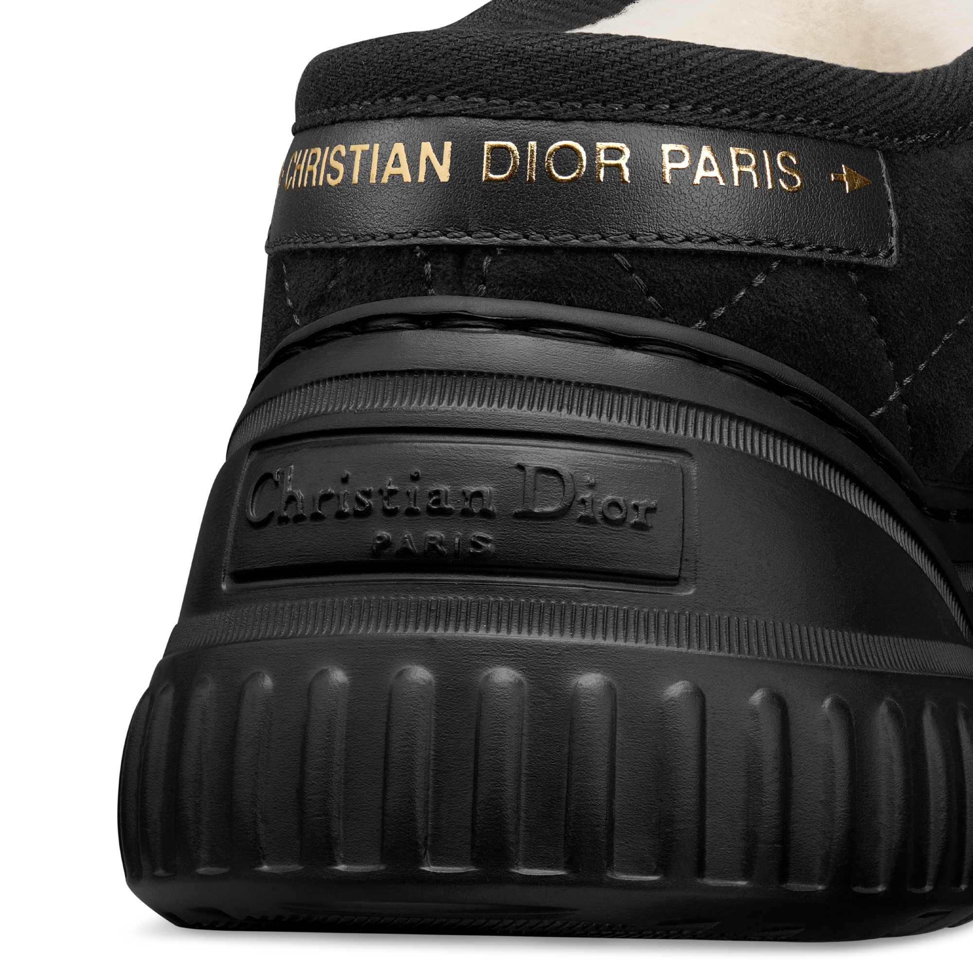 Stivaletto basso Dior Frost DiorAlps Pelle di capra scamosciata Cannage nera e montone d’agnello bianco E09