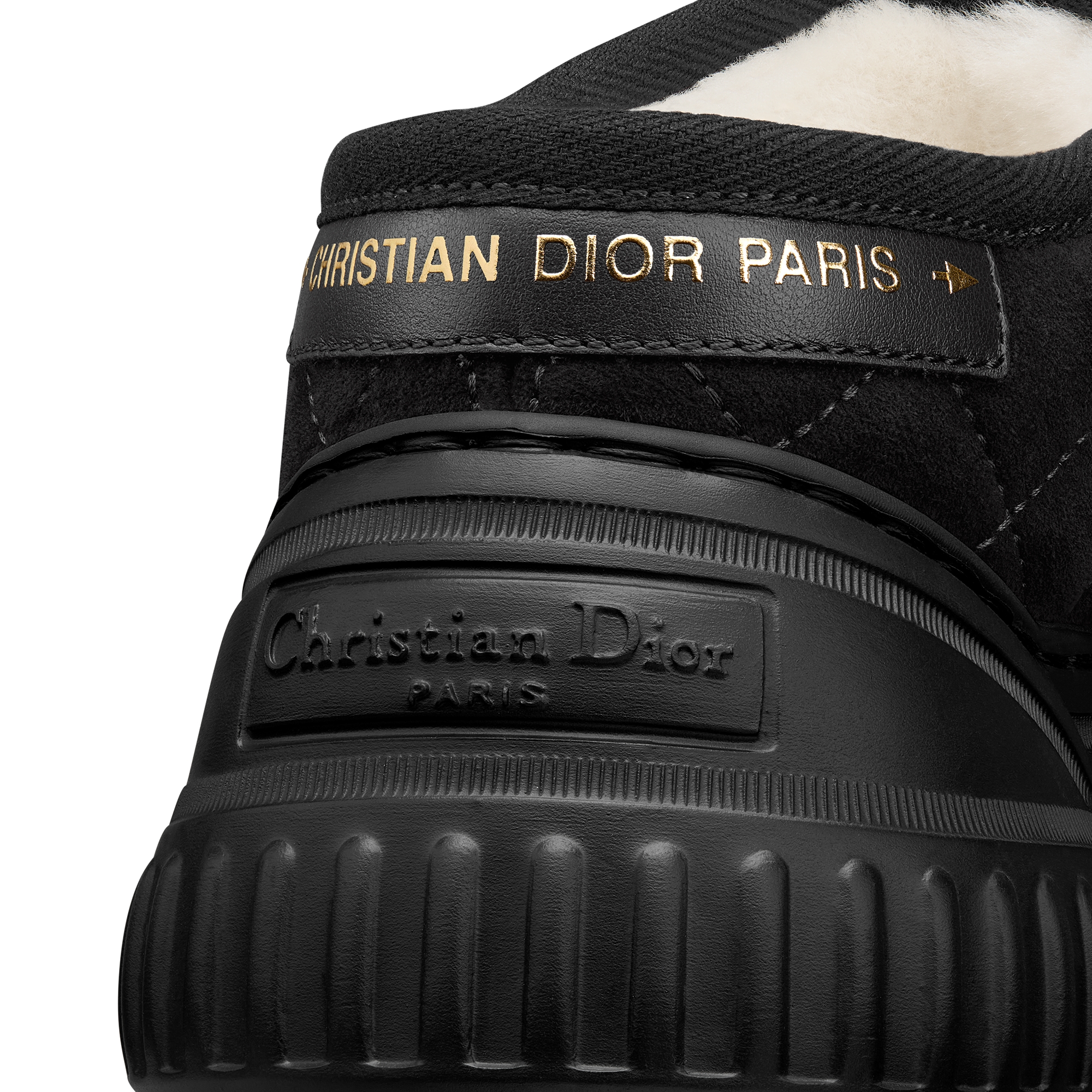 DiorAlps Dior Frost Low Ankle Boot Black Cannage Suede Goatskin and White Lambskin Shearling E09