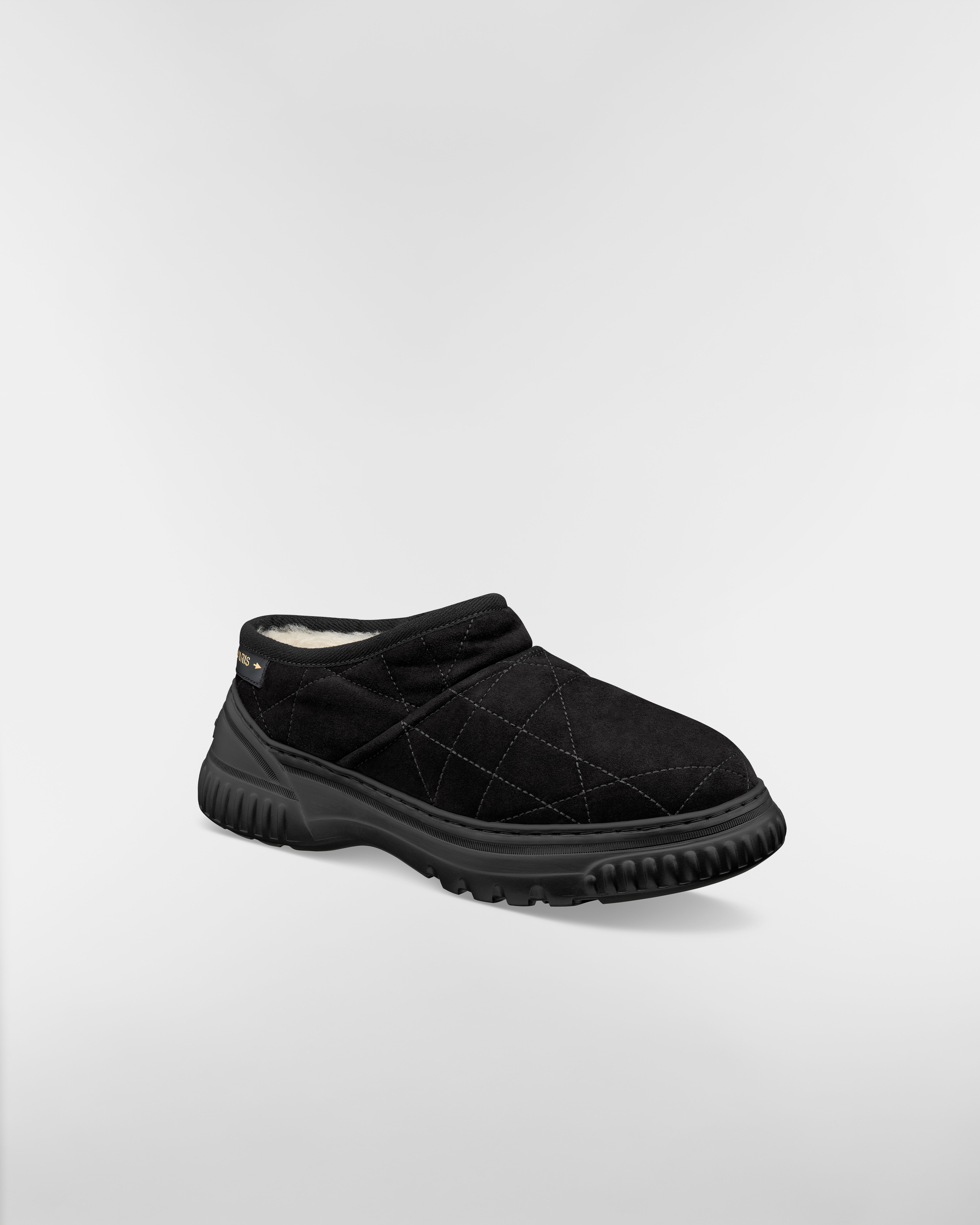 DiorAlps Dior Frost Low Ankle Boot Black Cannage Suede Goatskin and White Lambskin Shearling E03