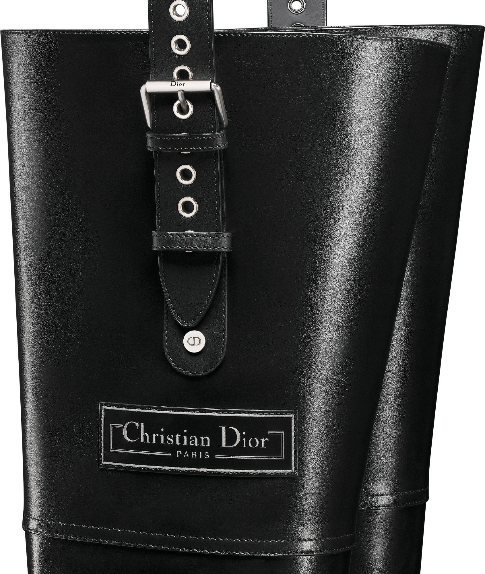 D-Scots Thigh Boot with Belt Black Calfskin | DIOR