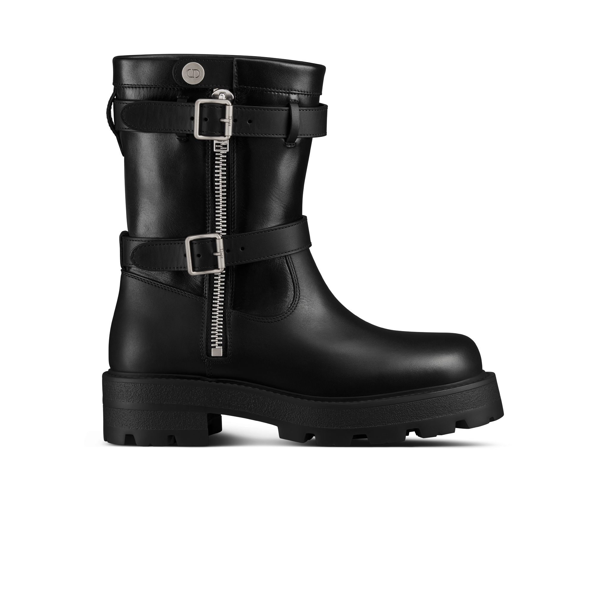 D-Major Ankle Boot Black Calfskin and Black and White Technical Fabric E10
