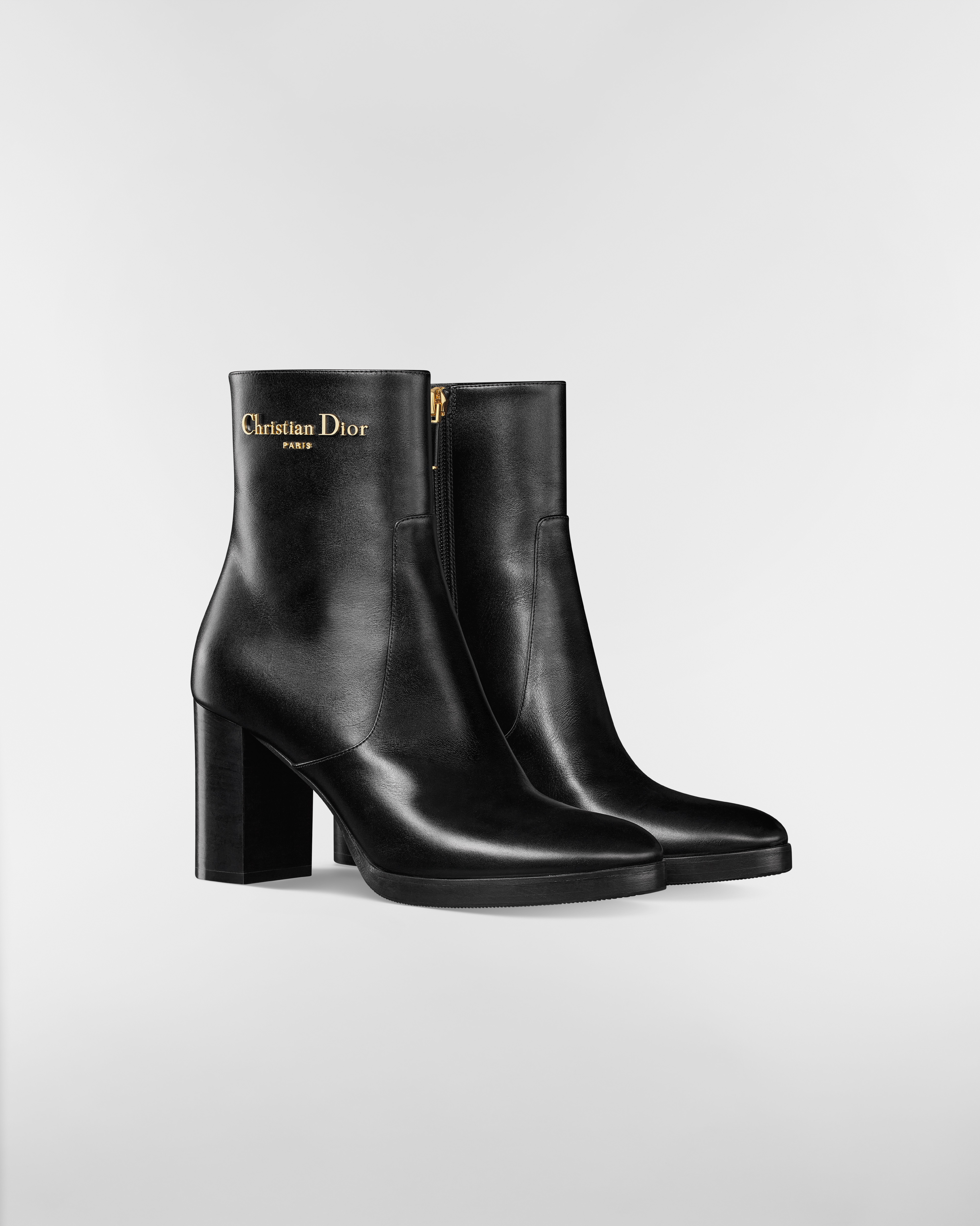D-Town Heeled Ankle Boot Black Calfskin E03