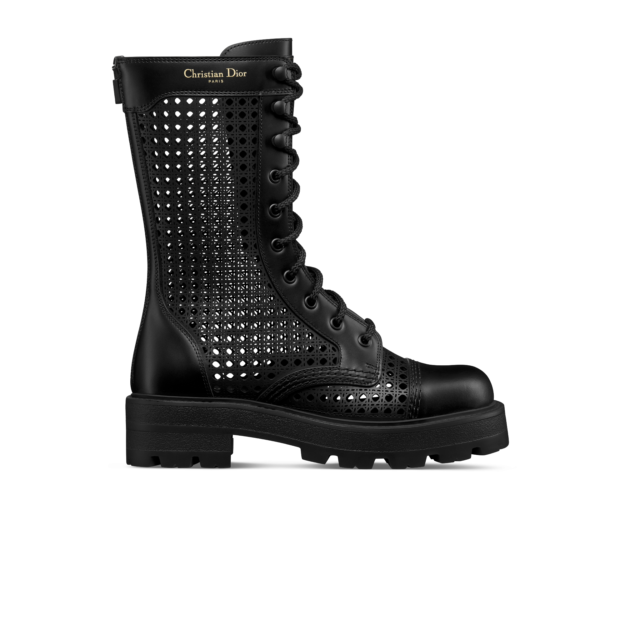 D-Unit Ankle Boot Black Calfskin with Openwork Microcannage Motif E02
