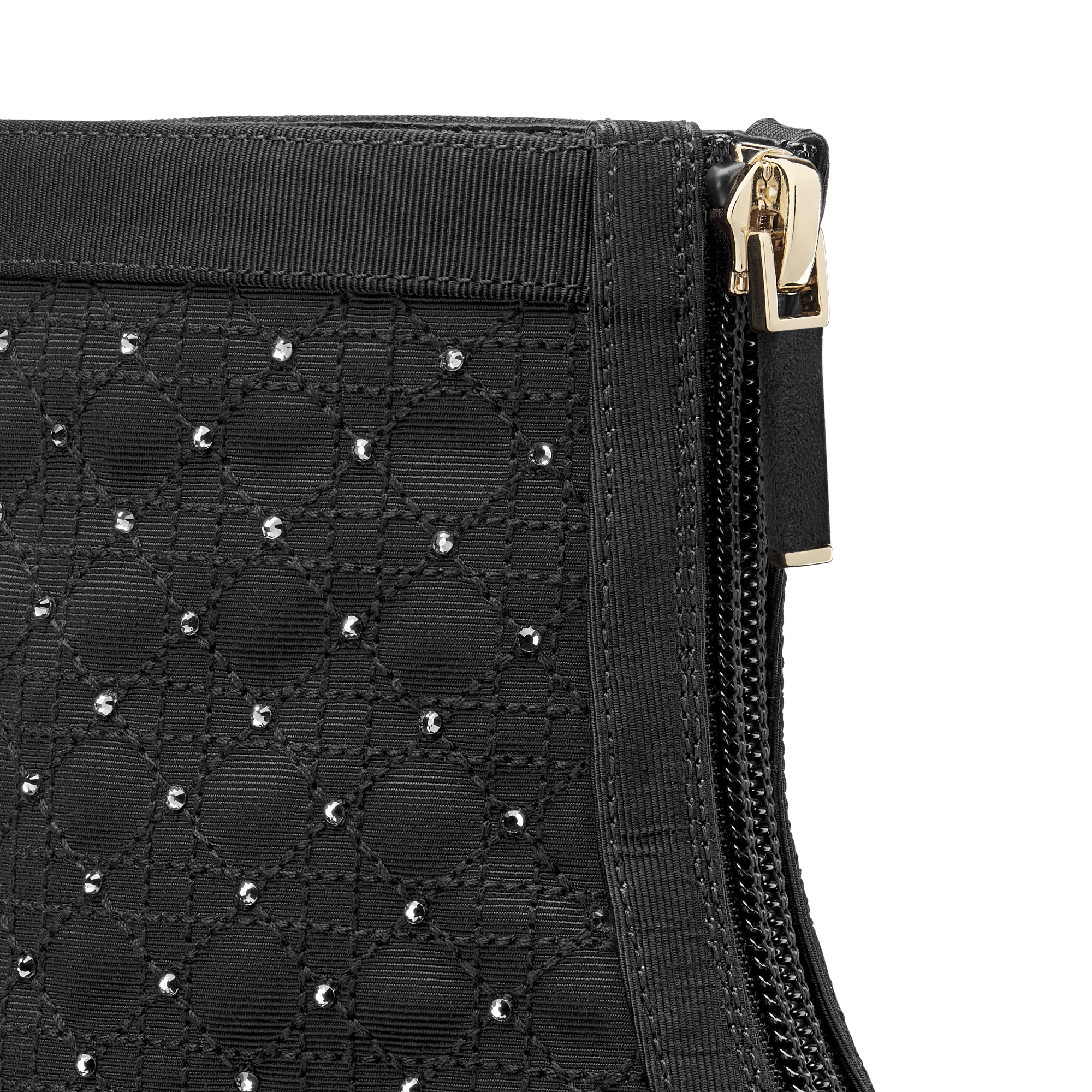 Naughtily-D Heeled Ankle Boot Black Cannage Grosgrain with Silver-Finish Studs E09