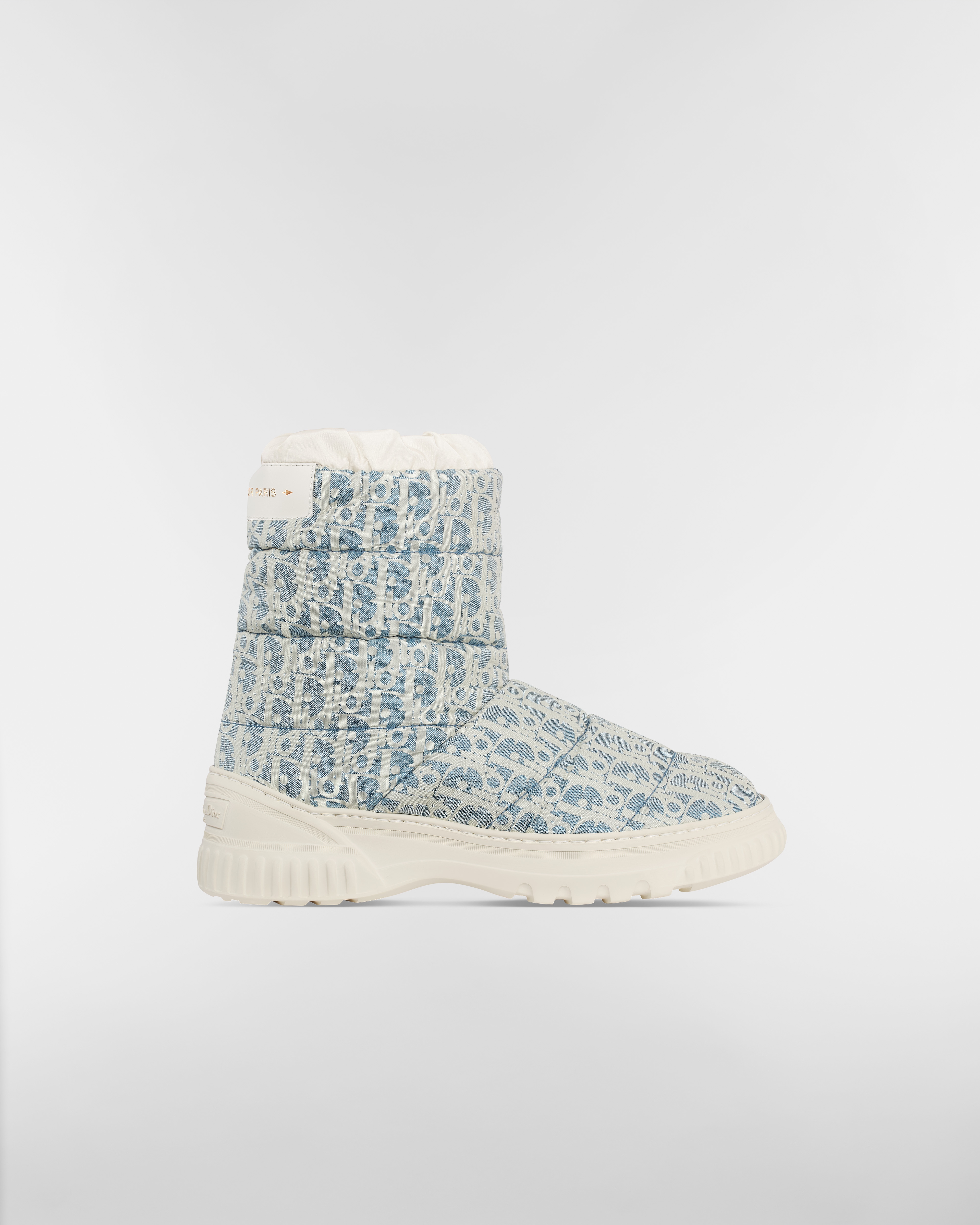 DiorAlps Dior Frost-enkellaars Chambray-blauw en ecru doorgestikt nylon met Dior Oblique-motief E02