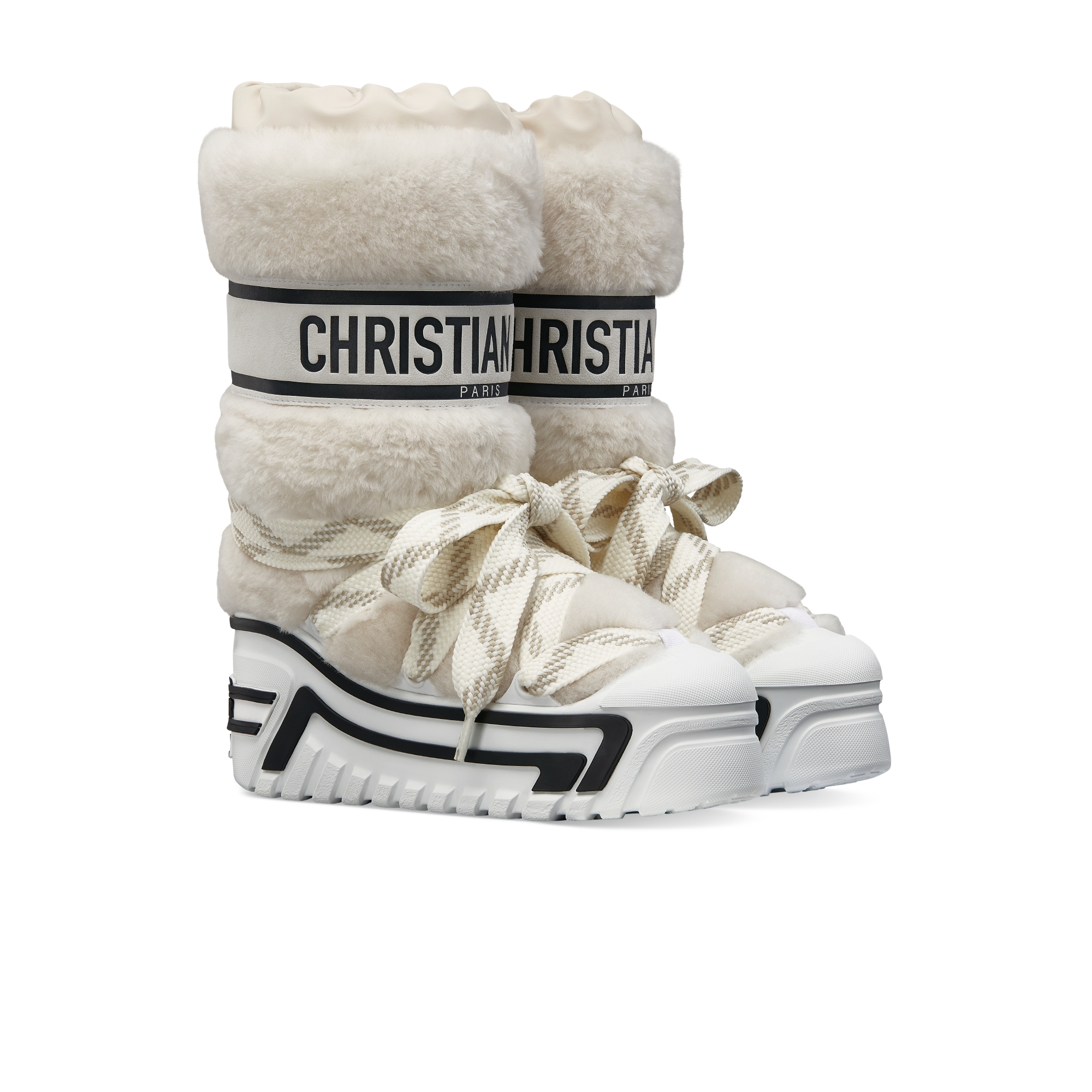 DiorAlps Après-Ski Boot White Lambskin Shearling and Suede Goatskin E03