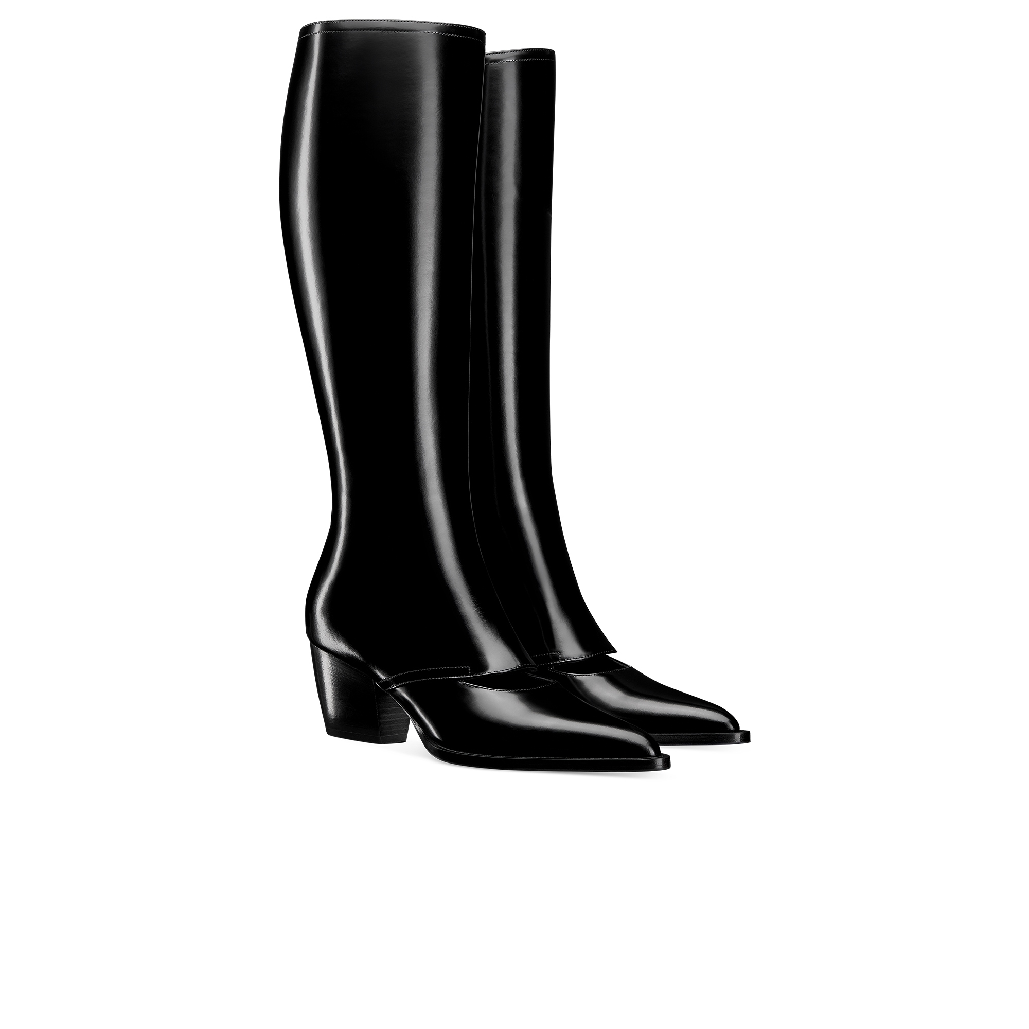 Bota de tacón Dior Wild Piel de becerro cepillada en negro E03