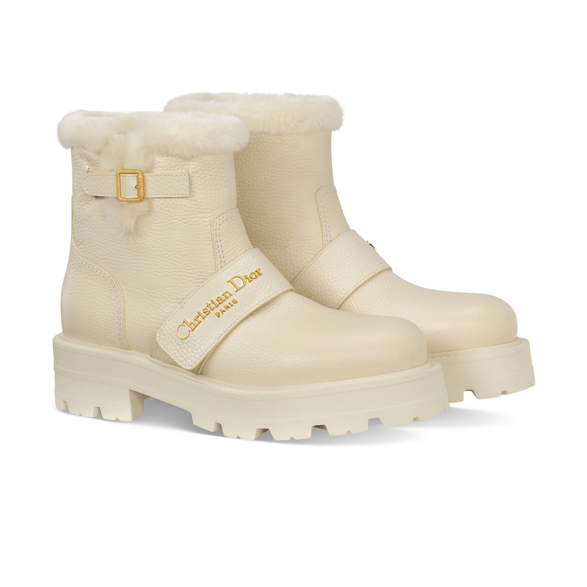 DiorAlps Après-Ski Ankle Boot Ecru Lambskin Shearling and Camel